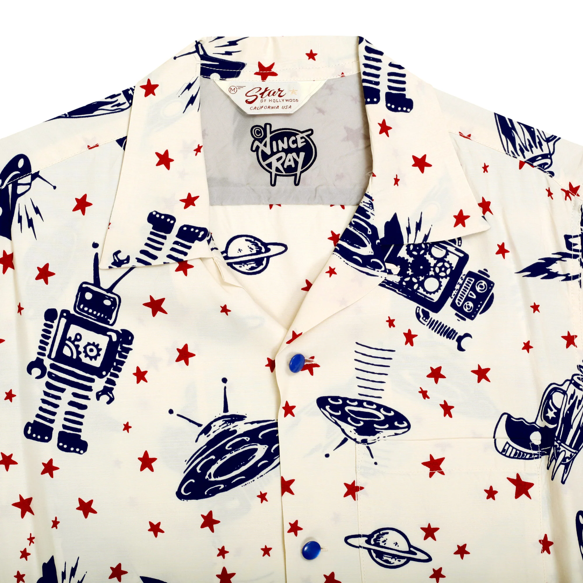 Vince Ray SH37591 Space Rockets Off White Hawaiian Shirt SoH9043 - Image 3