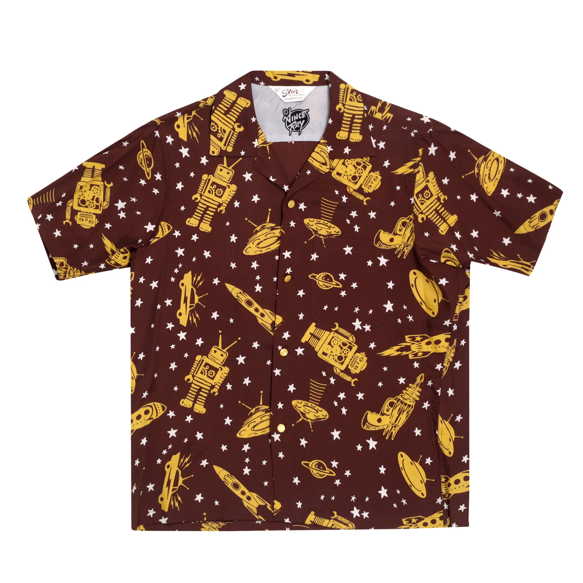 Vince Ray Star of Hollywood SH37591 Space Rockets Brown Shirt SoH9045 - Image 7