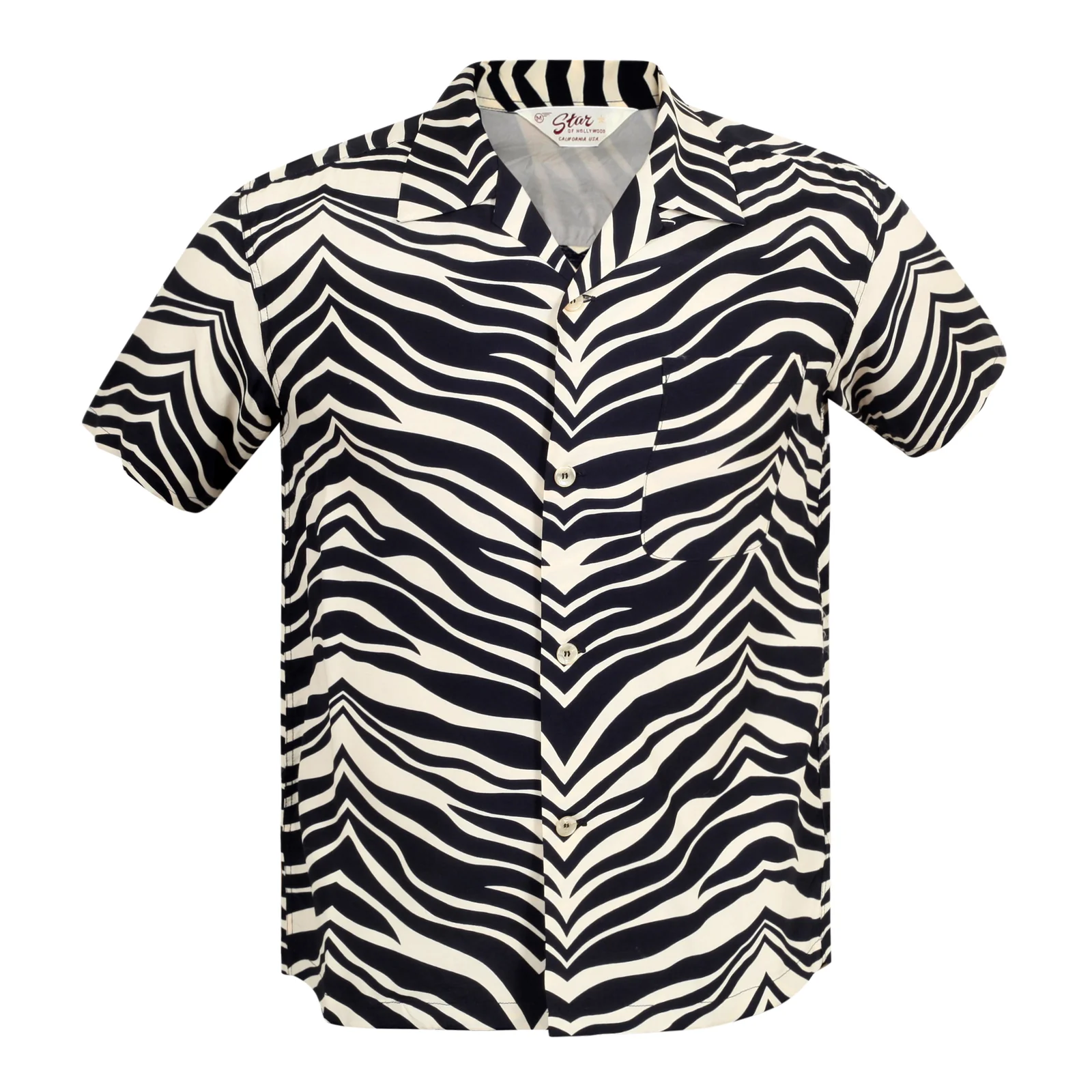 Short Sleeve SH37879 Rayon Zebra Printed Black Hawaiian Shirt SoH8663 - Image 3