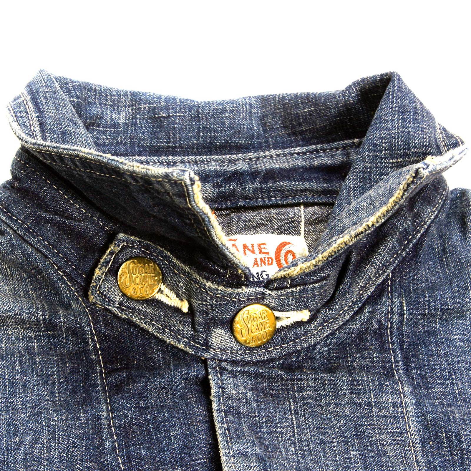 Sugar Cane Mens SC10705H Regular Fit Hard Wash Vintage Cut Denim Work Coat with Cargo Style Pockets CANE9033 - Image 4