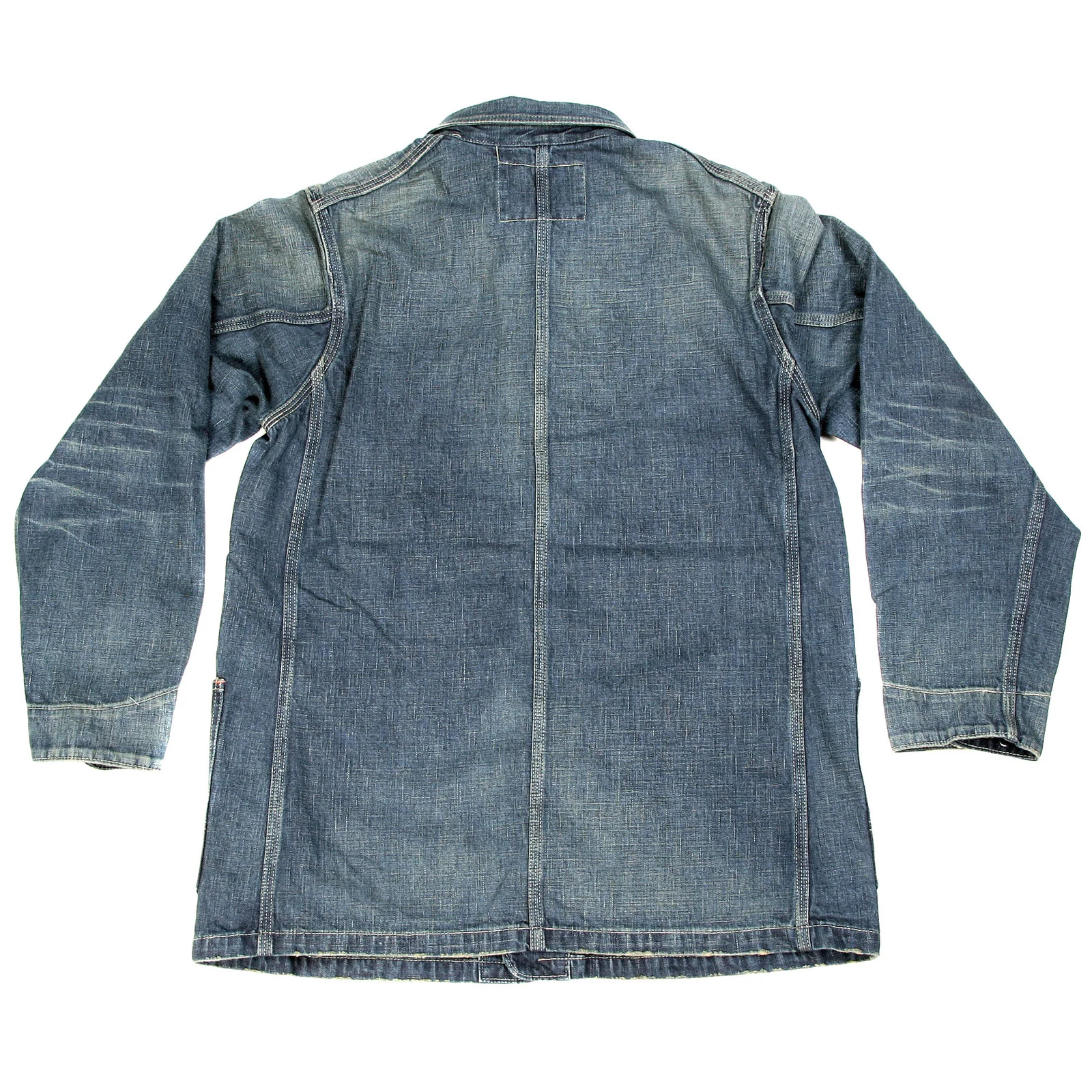 Sugar Cane Mens SC10705H Regular Fit Hard Wash Vintage Cut Denim Work Coat with Cargo Style Pockets CANE9033 - Image 5