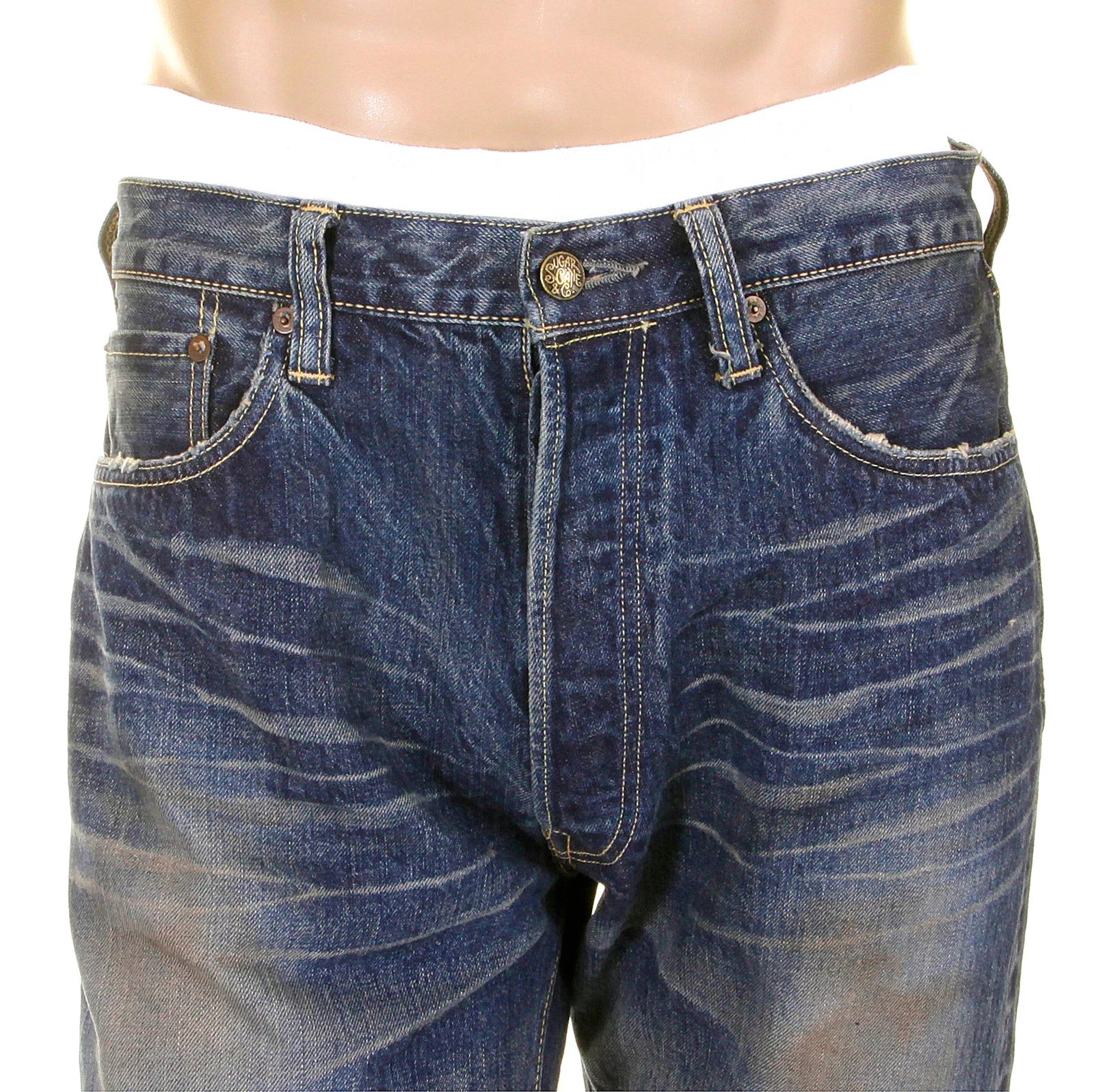 Union Star Hard Wash SC40065H Light Blue Selvedge Denim Jeans CANE9027 - Image 8