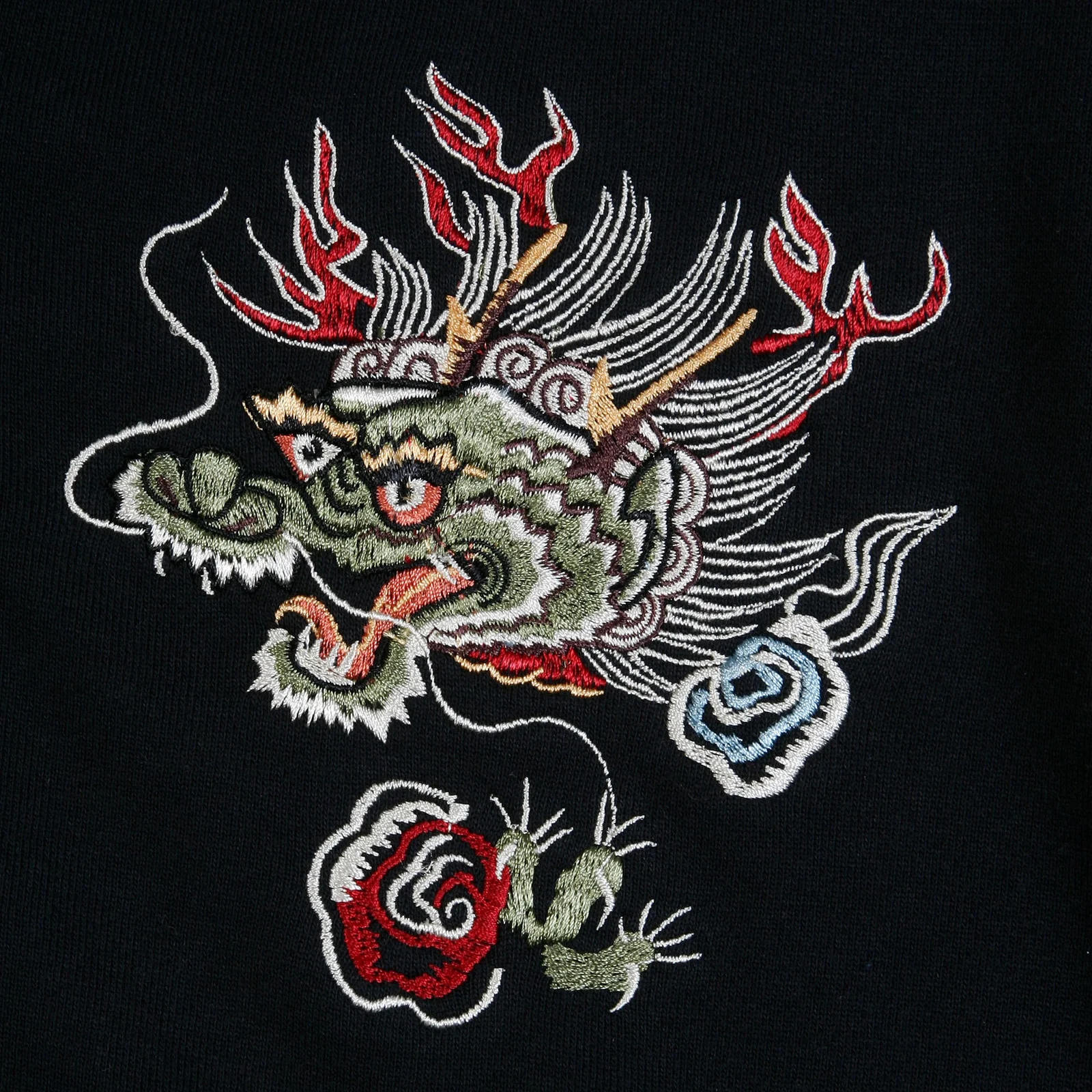 Slim Fit TT64244 Black Hoodie with Hells Dragon Embroidery CANE2849 - Image 5