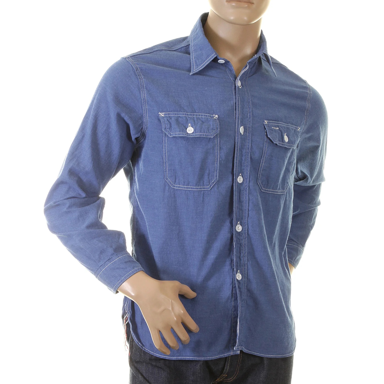 Sugar Cane VAT DYE blue chambray SC25513 work shirt CANE2017 - Image 3