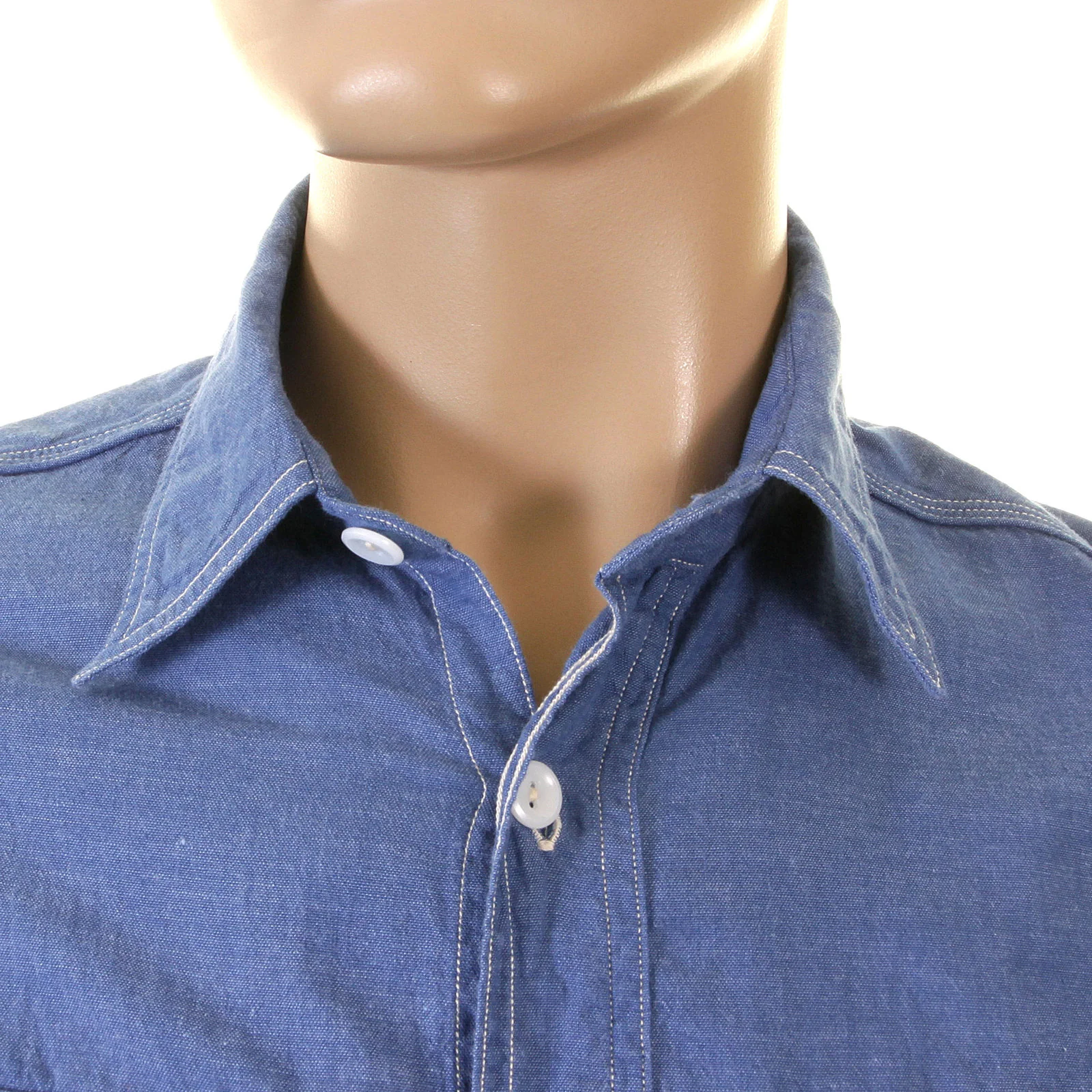 Sugar Cane VAT DYE blue chambray SC25513 work shirt CANE2017 - Image 9