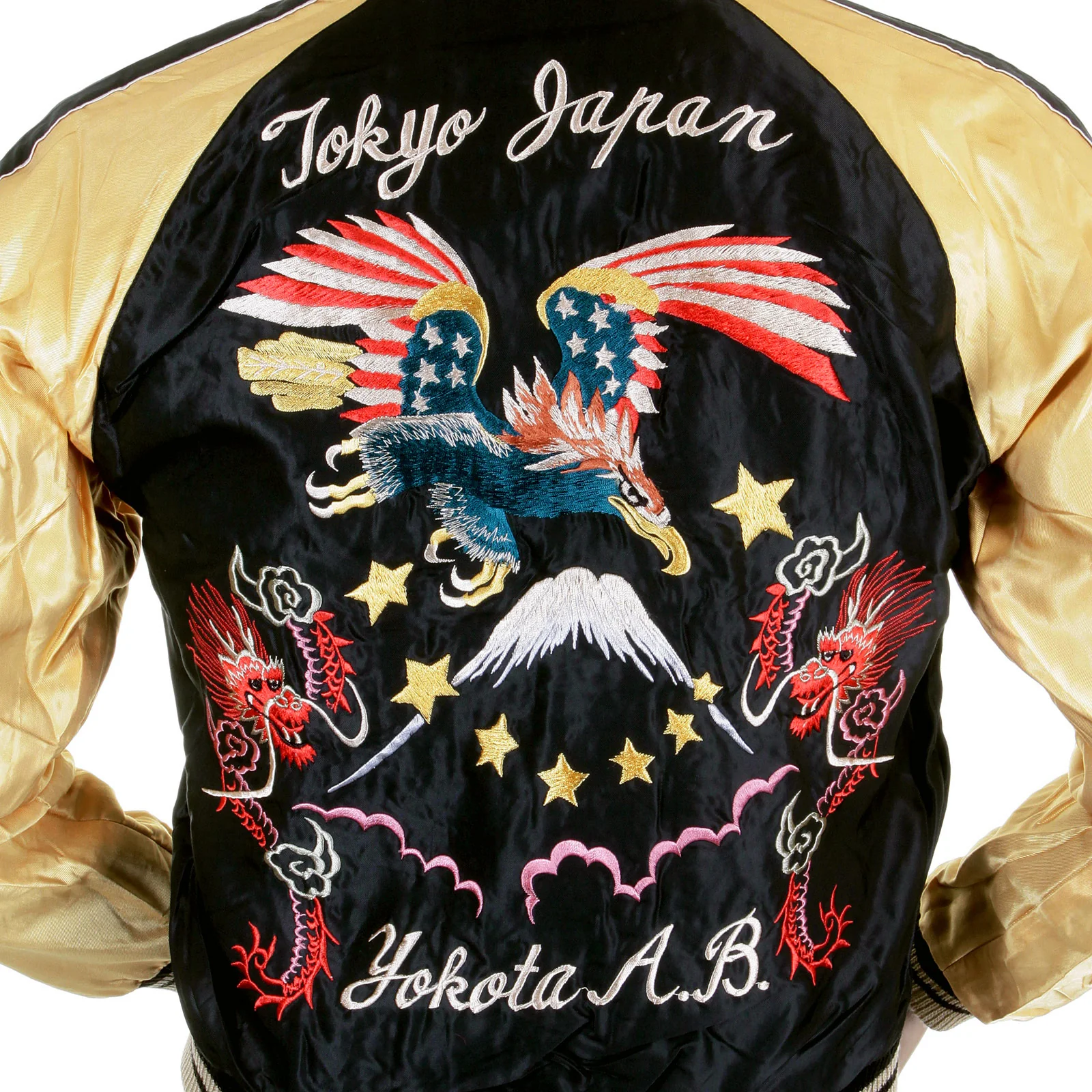 Black and Gold TT11781 Eagle Embroidered Souvenir Jacket TOYO4232 - Image 3