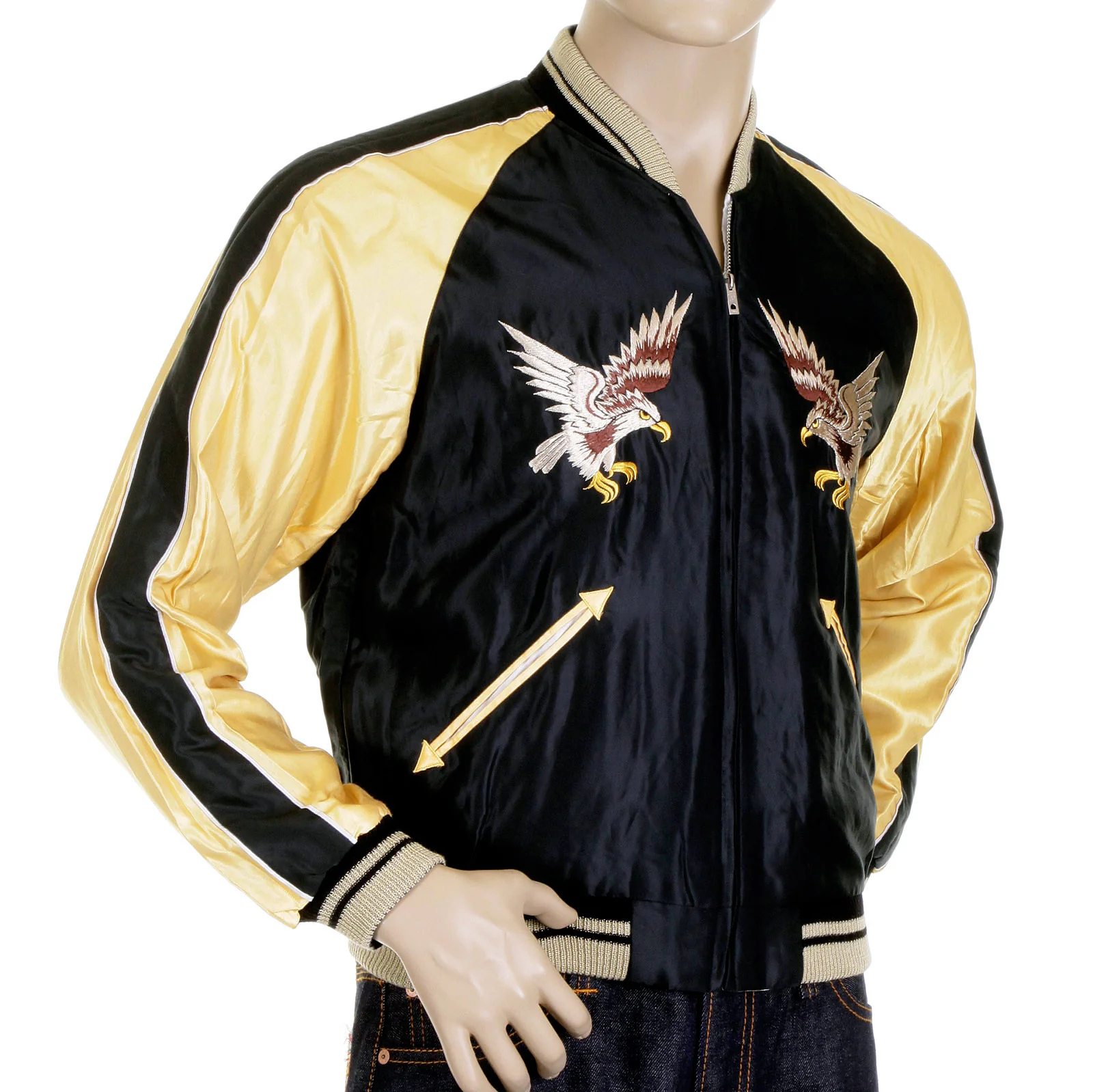Black and Gold TT11781 Eagle Embroidered Souvenir Jacket TOYO4232 - Image 6
