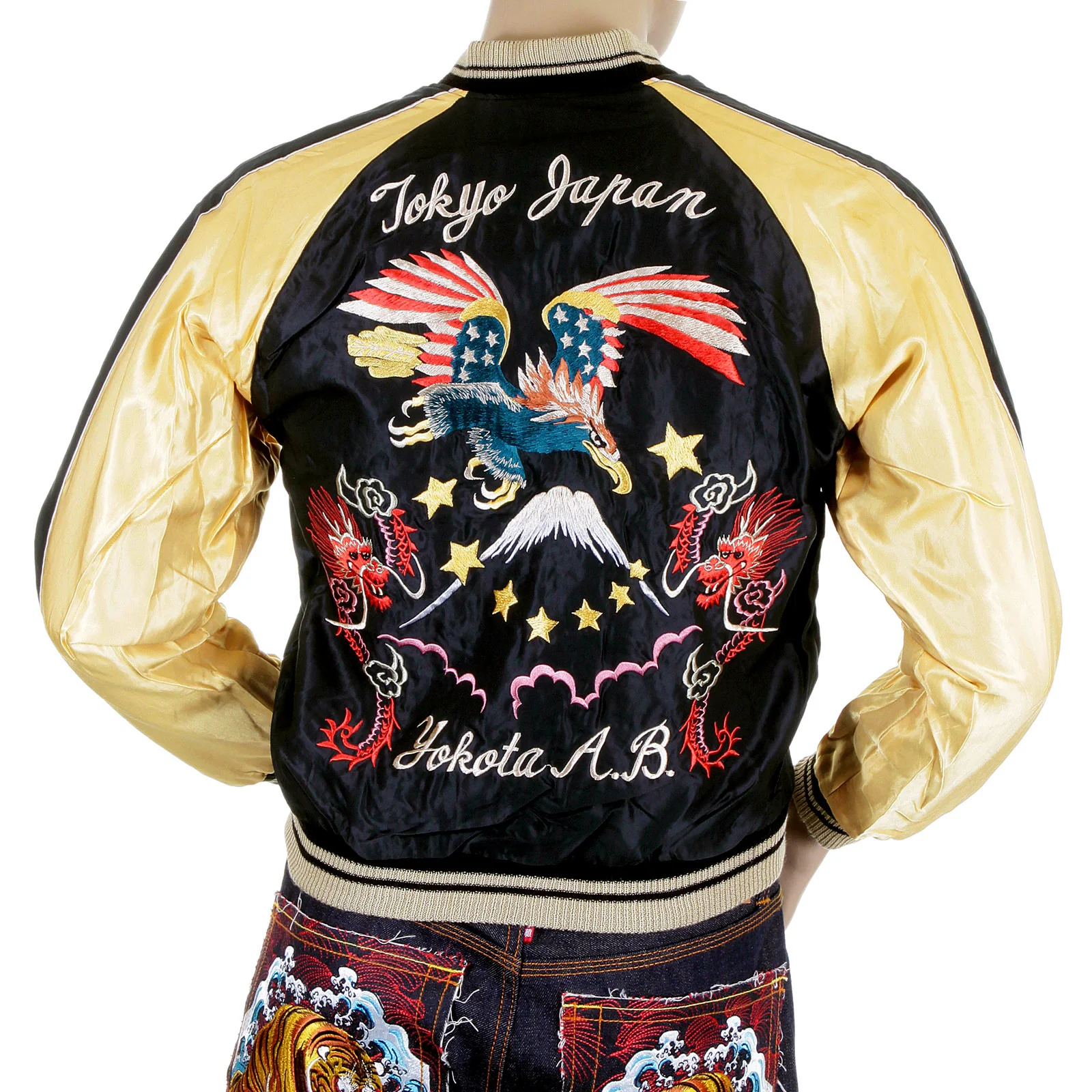 Black and Gold TT11781 Eagle Embroidered Souvenir Jacket TOYO4232 - Image 7