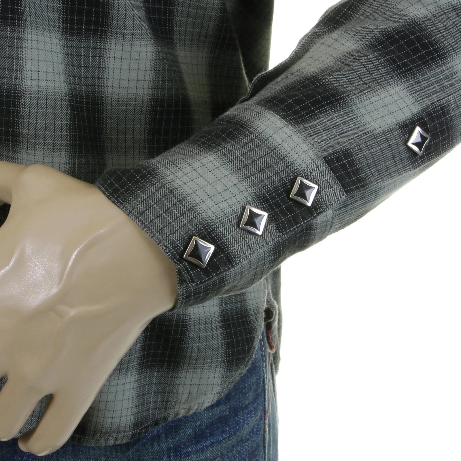 Grey Check SC25371 Western Shirt with Diamond Shaped Buttons CANE2825 - Image 7