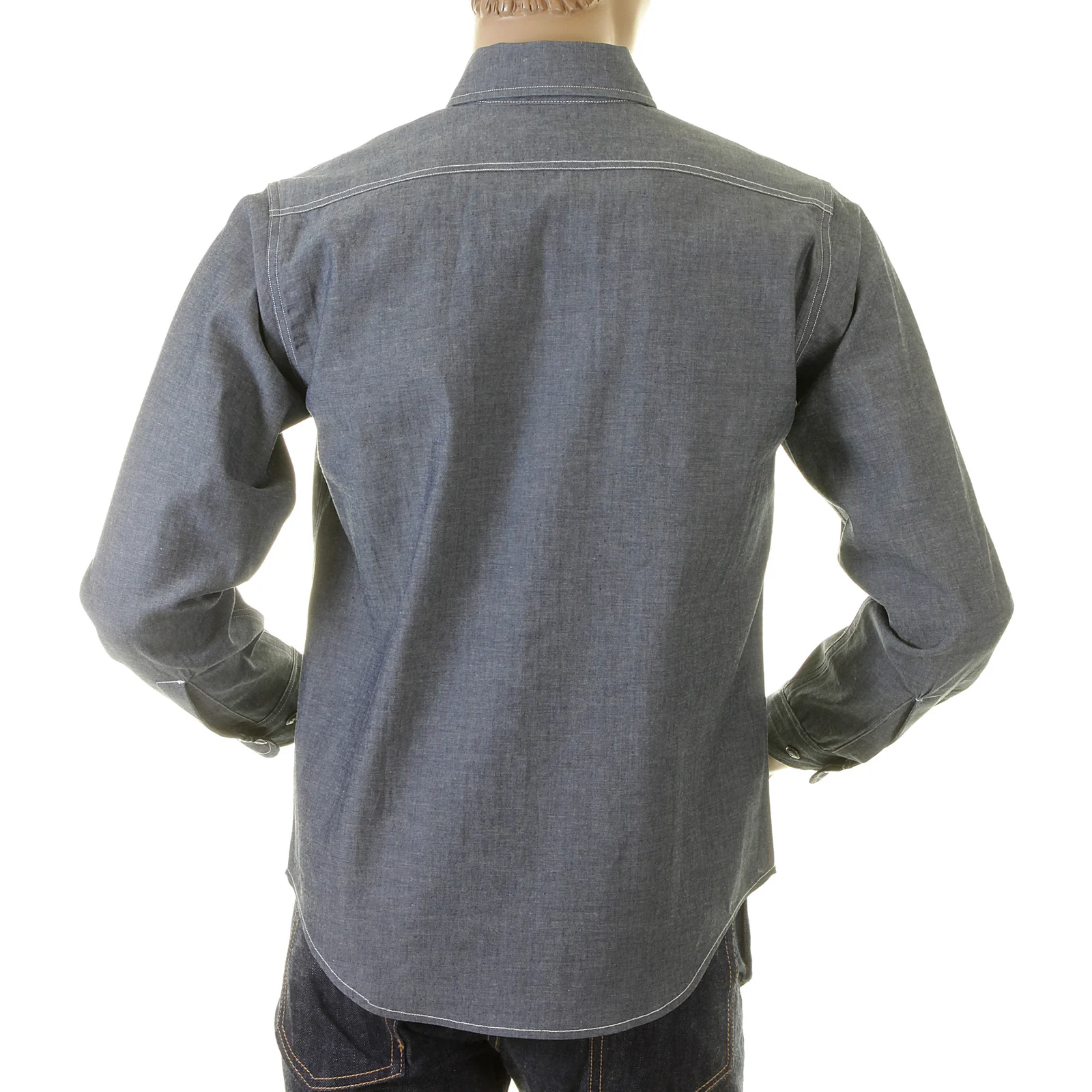 Navy Chambray Non Wash SC25638N Vintage Cut Work Shirt CANE2021 - Image 5