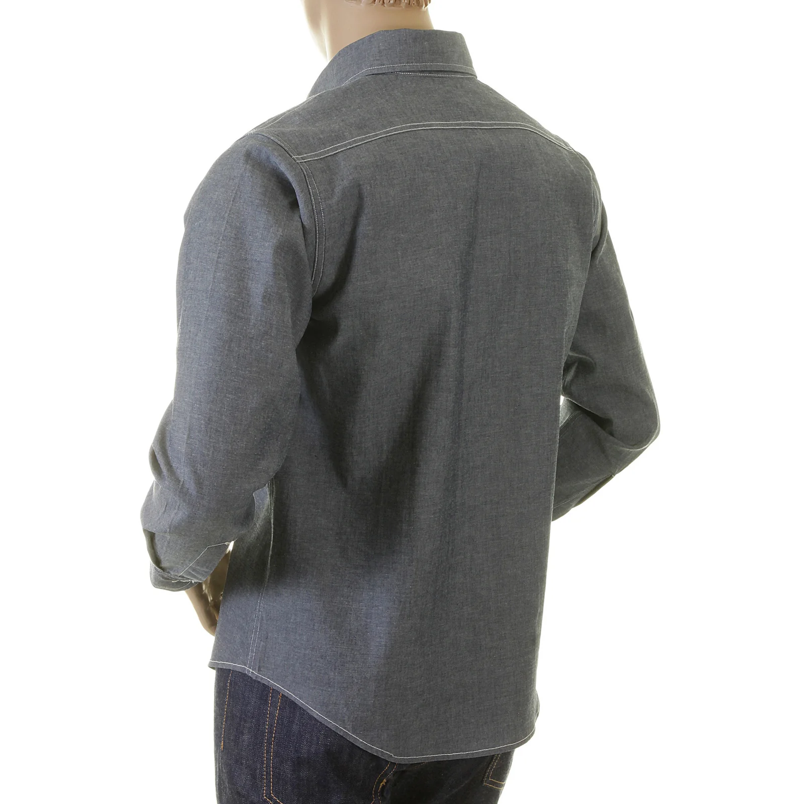 Navy Chambray Non Wash SC25638N Vintage Cut Work Shirt CANE2021 - Image 6