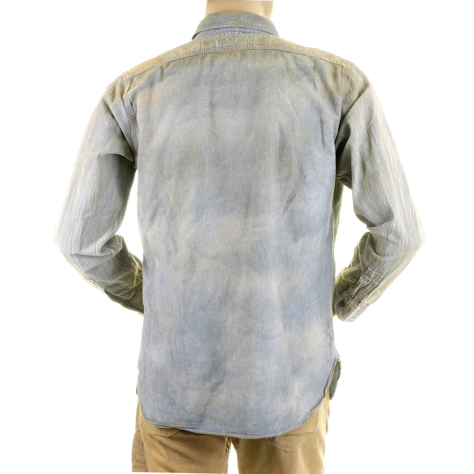 Chambray Heavy Wash Navy SC25355H Stained Vintage Work Shirt CANE2834 - Image 4