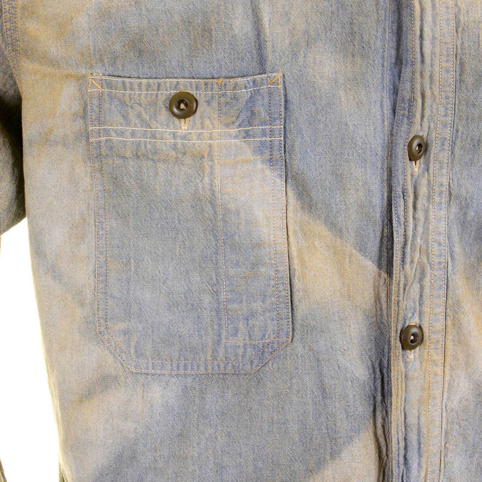 Chambray Heavy Wash Navy SC25355H Stained Vintage Work Shirt CANE2834 - Image 9