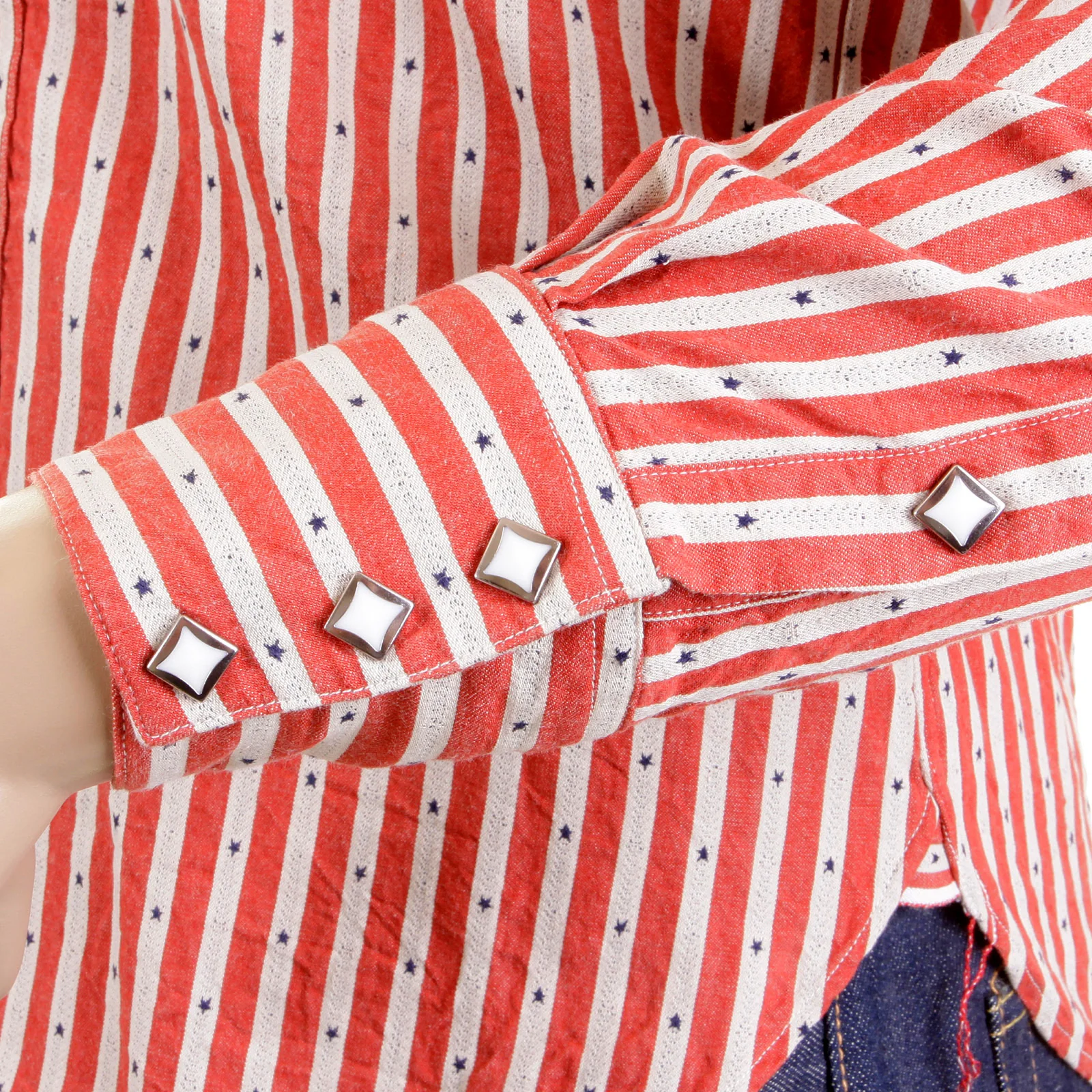 Doddy Red and Off White SC25369 Striped Shirt with Navy Stars CANE2280 - Image 3