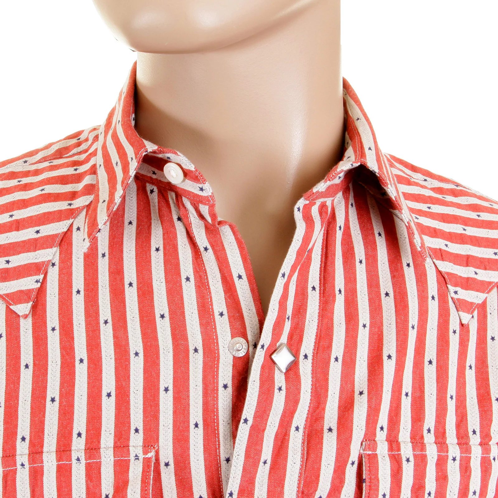 Doddy Red and Off White SC25369 Striped Shirt with Navy Stars CANE2280 - Image 4