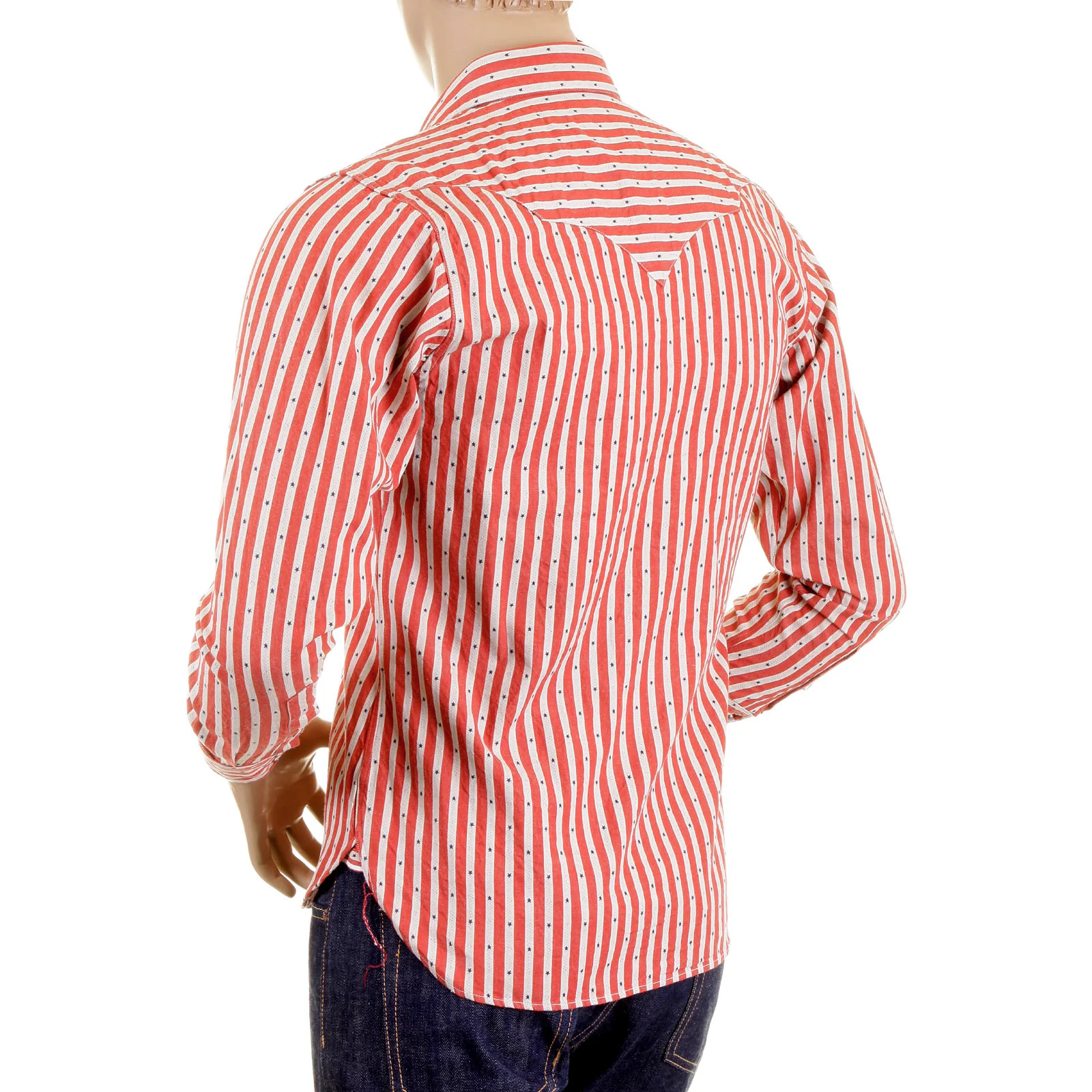 Doddy Red and Off White SC25369 Striped Shirt with Navy Stars CANE2280 - Image 6