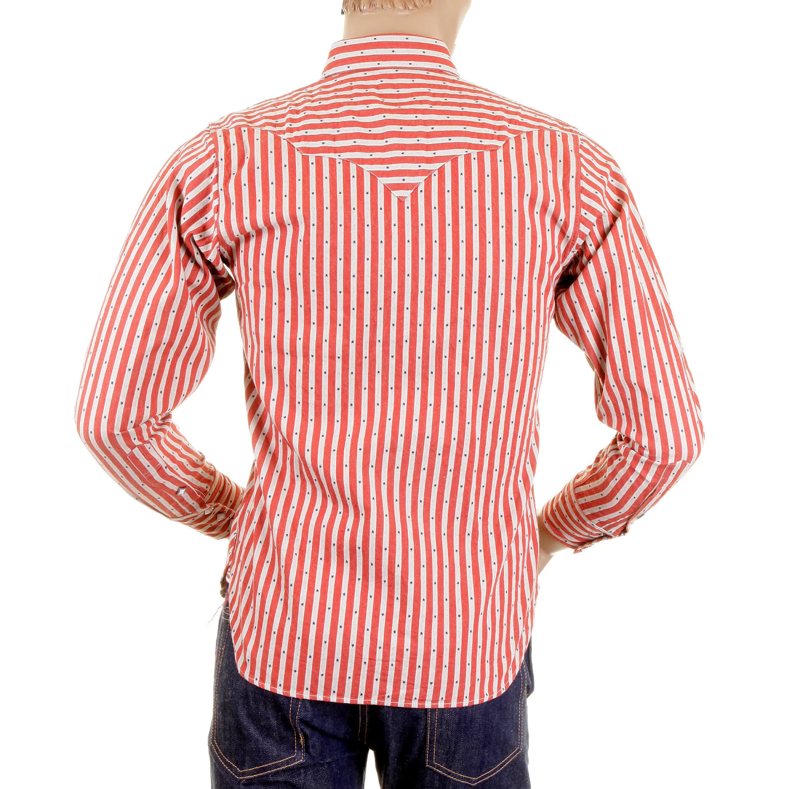 Doddy Red and Off White SC25369 Striped Shirt with Navy Stars CANE2280 - Image 7