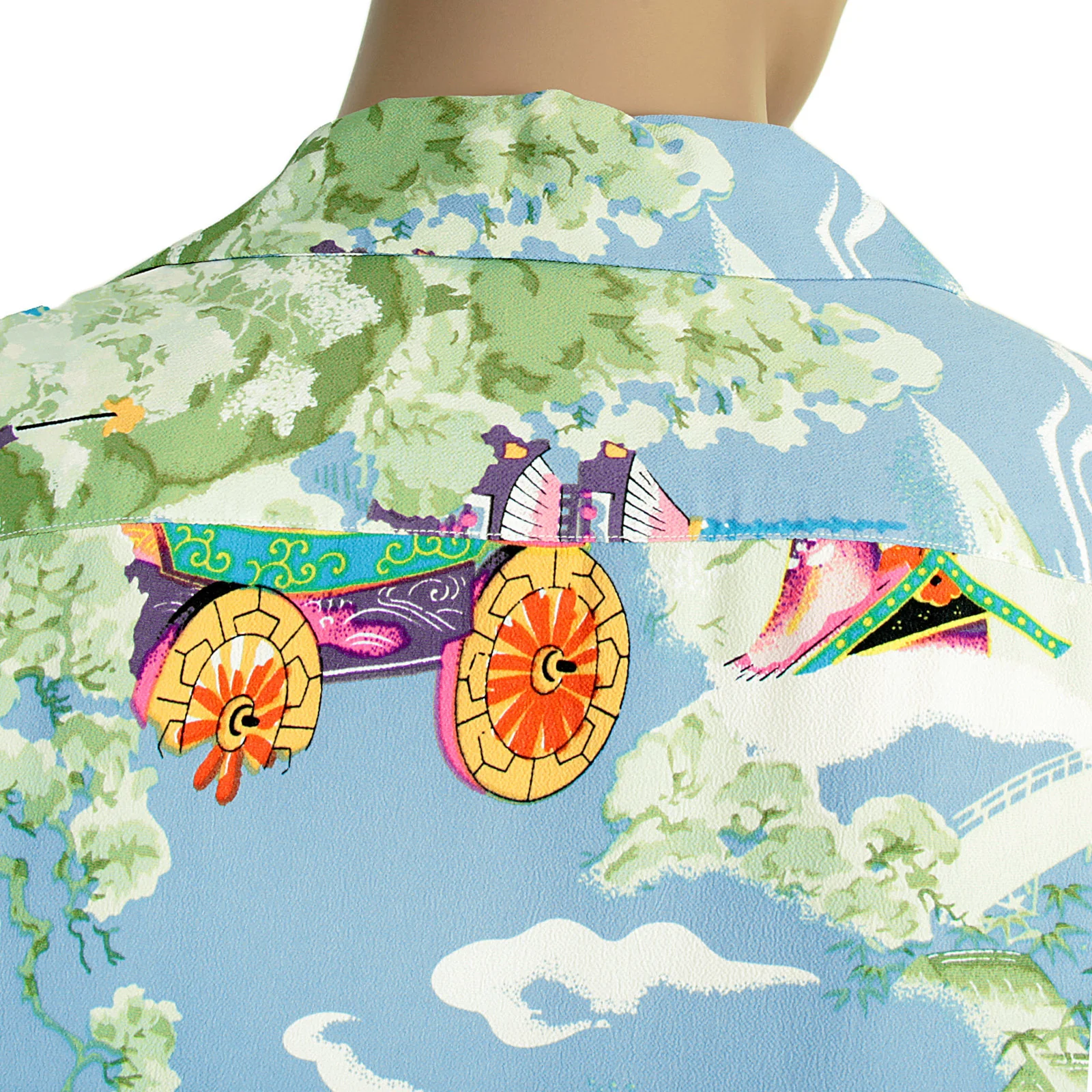 Mens Gion Matsuri Print SS36431 Rayon Hawaiian Shirt in Blue SURF4301 - Image 8