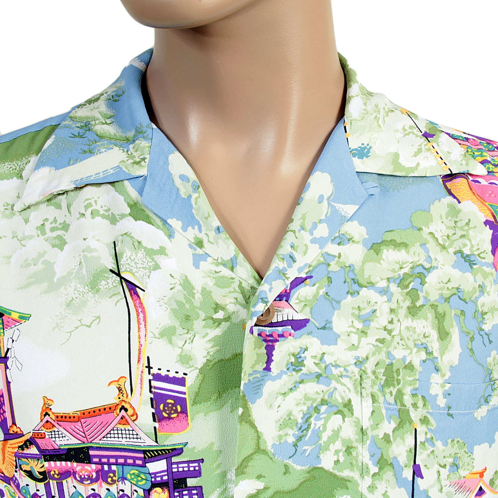 Mens Gion Matsuri Print SS36431 Rayon Hawaiian Shirt in Blue SURF4301 - Image 9
