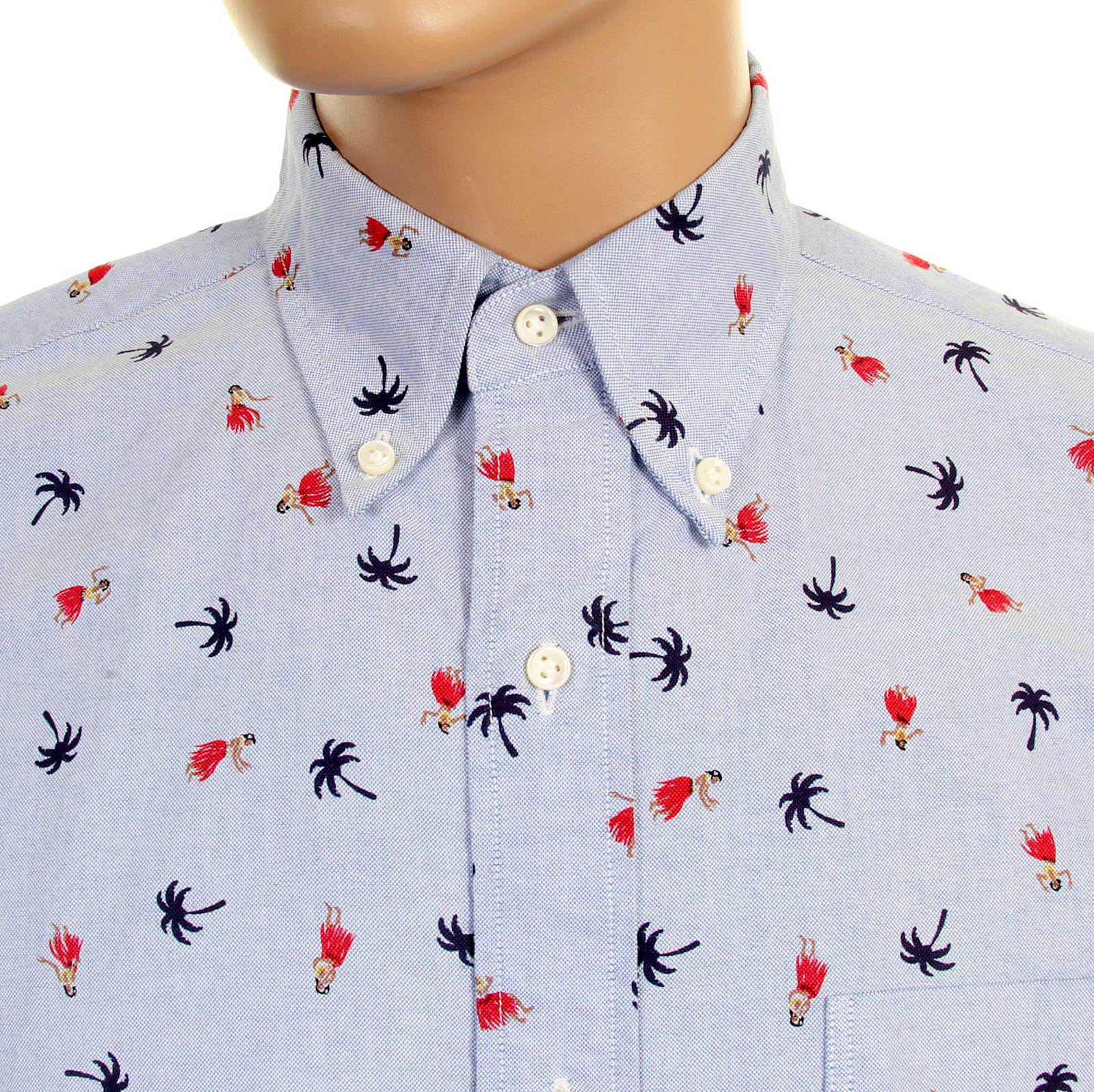 Blue Oxford SS34973 Button Down Hula Dancer Printed Shirt SURF3814 - Image 5