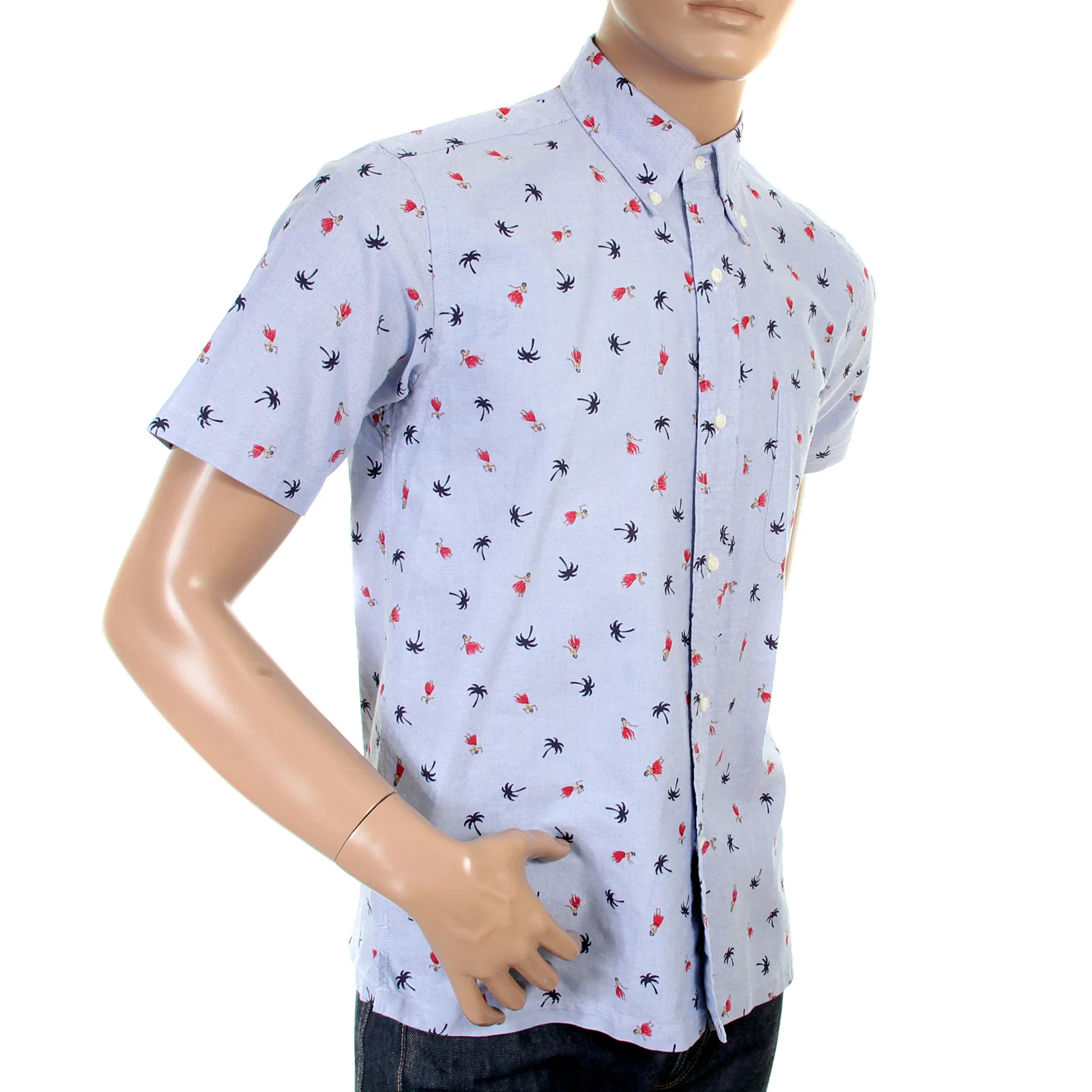 Blue Oxford SS34973 Button Down Hula Dancer Printed Shirt SURF3814 - Image 9