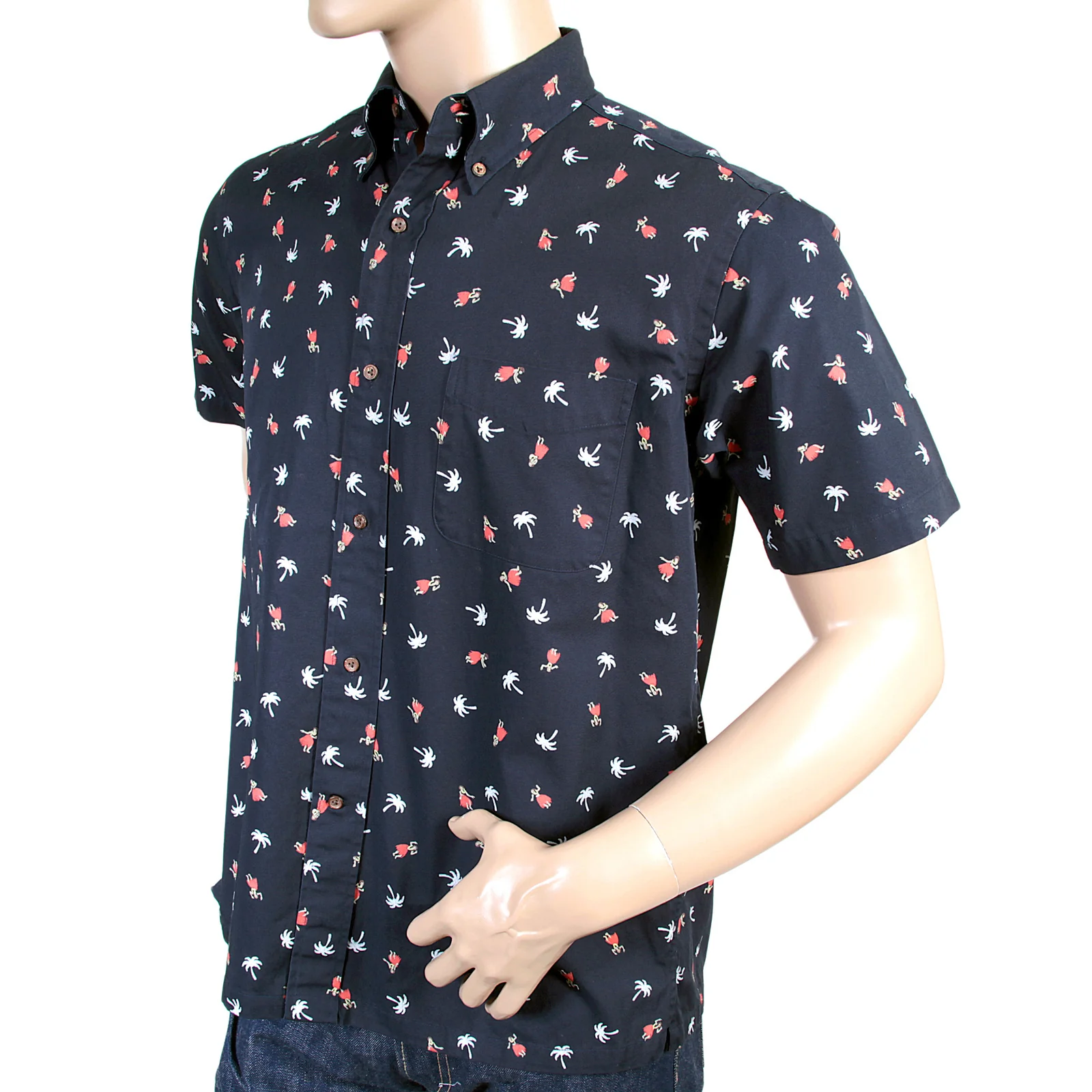 Navy Button Down SS36249 Hula Dancer Printed Oxford Shirt SURF3812 - Image 4