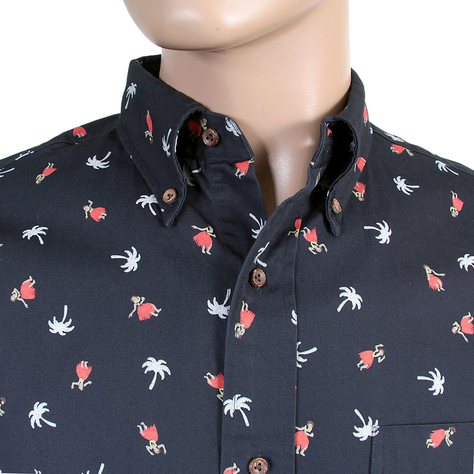 Navy Button Down SS36249 Hula Dancer Printed Oxford Shirt SURF3812 - Image 9