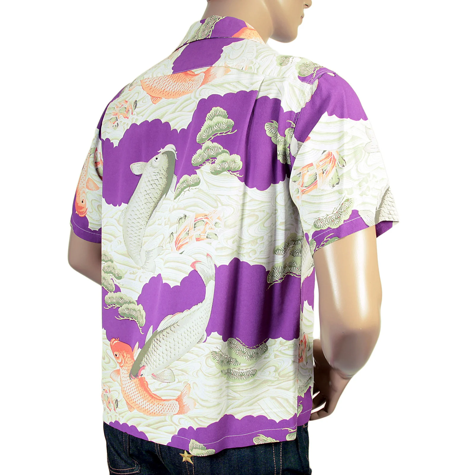 Purple Cuban Collared SS36434 Koi Carp Printed Hawaiian Shirt SURF4300 - Image 6