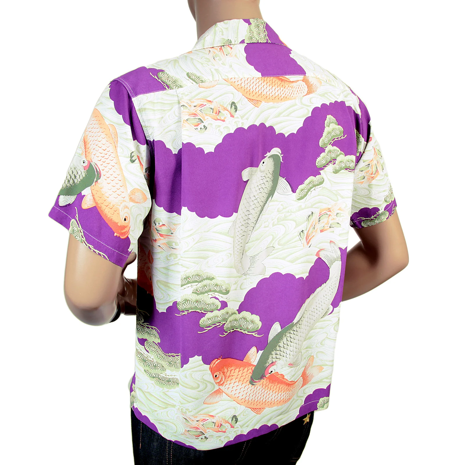 Purple Cuban Collared SS36434 Koi Carp Printed Hawaiian Shirt SURF4300 - Image 7