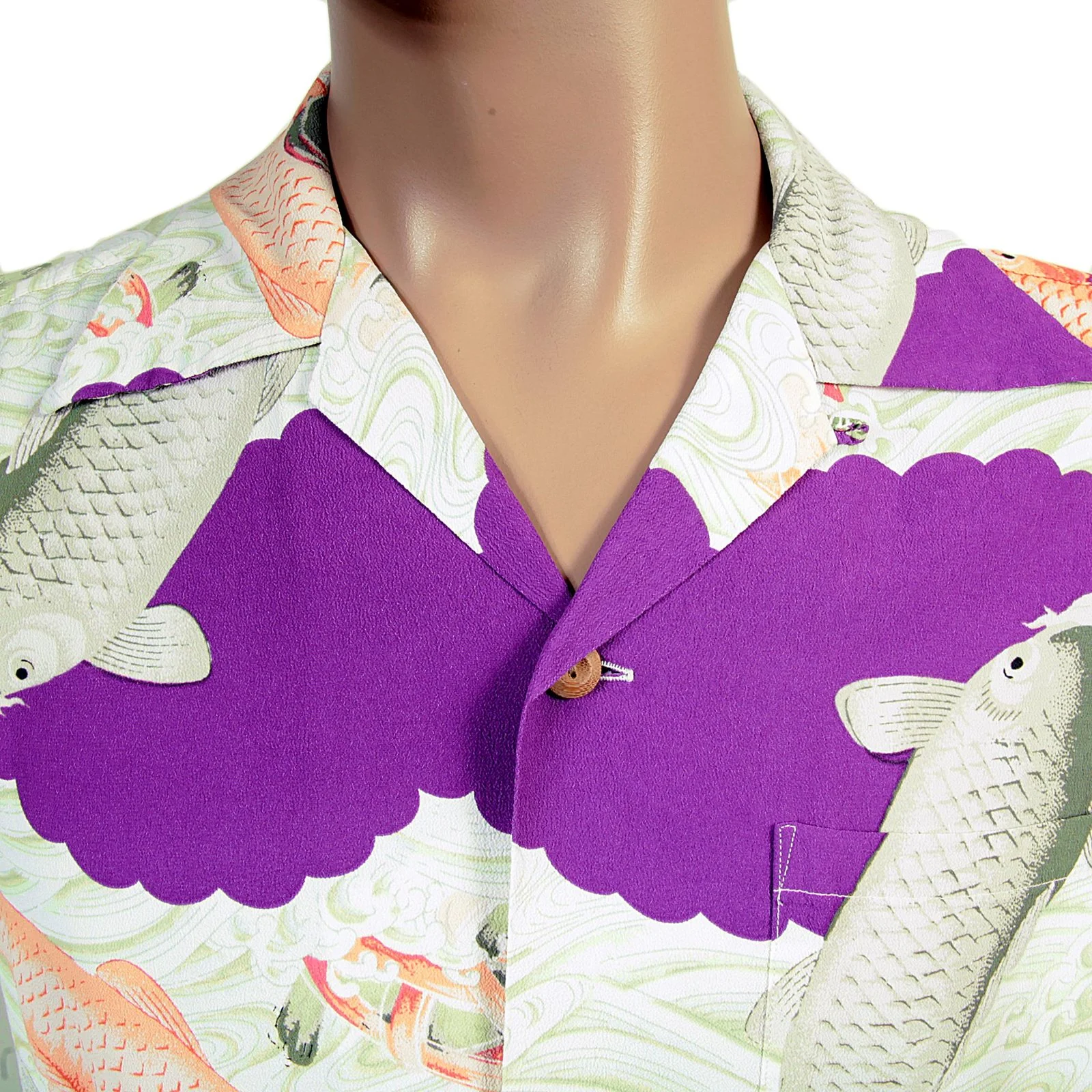 Purple Cuban Collared SS36434 Koi Carp Printed Hawaiian Shirt SURF4300 - Image 8