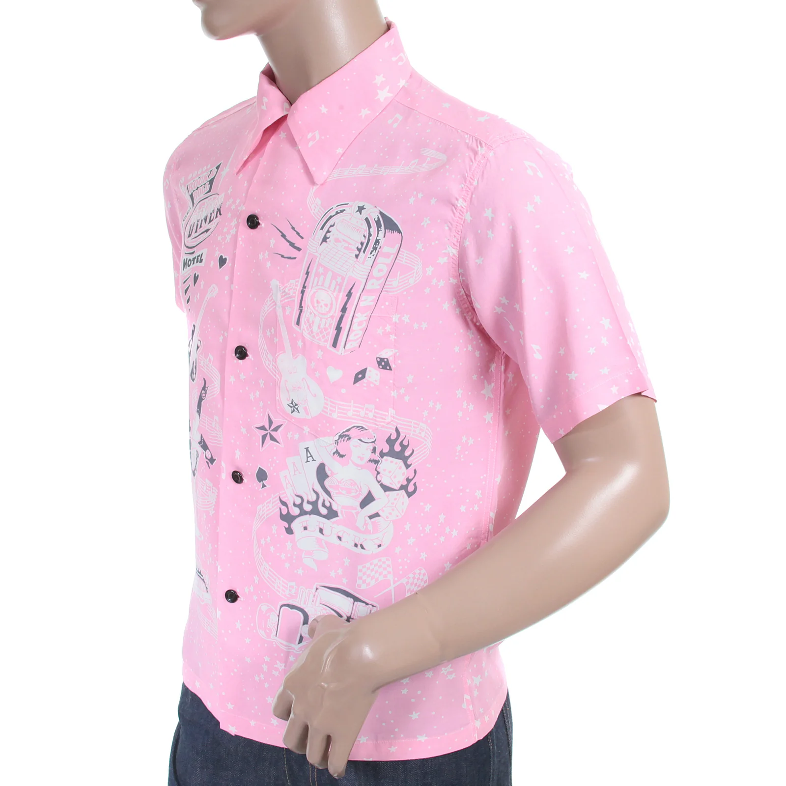 Keoni of Hawaii SS36209 Rock and Roll Voodoo Rayon Pink Shirt SURF3319 - Image 3