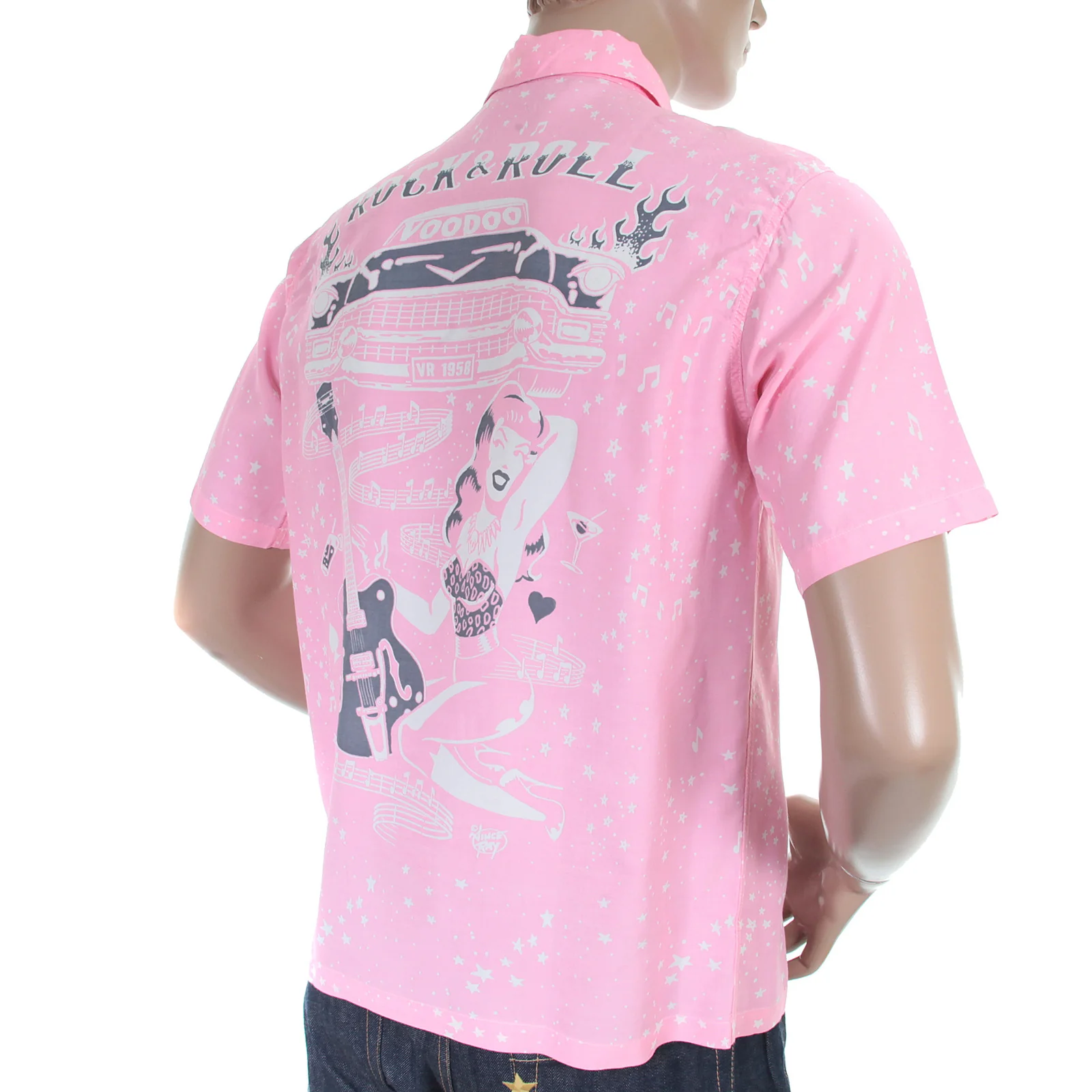 Keoni of Hawaii SS36209 Rock and Roll Voodoo Rayon Pink Shirt SURF3319 - Image 5