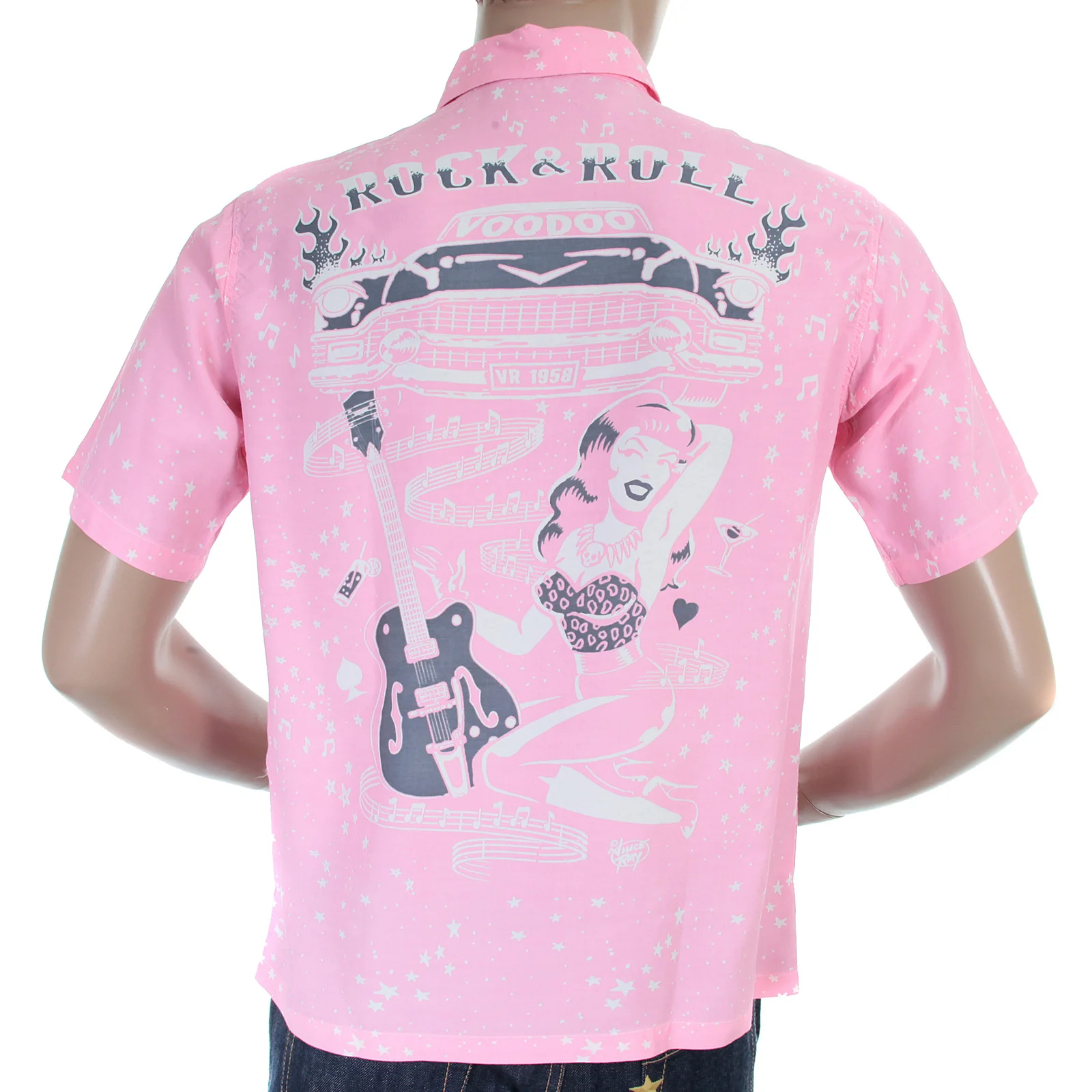 Keoni of Hawaii SS36209 Rock and Roll Voodoo Rayon Pink Shirt SURF3319 - Image 6