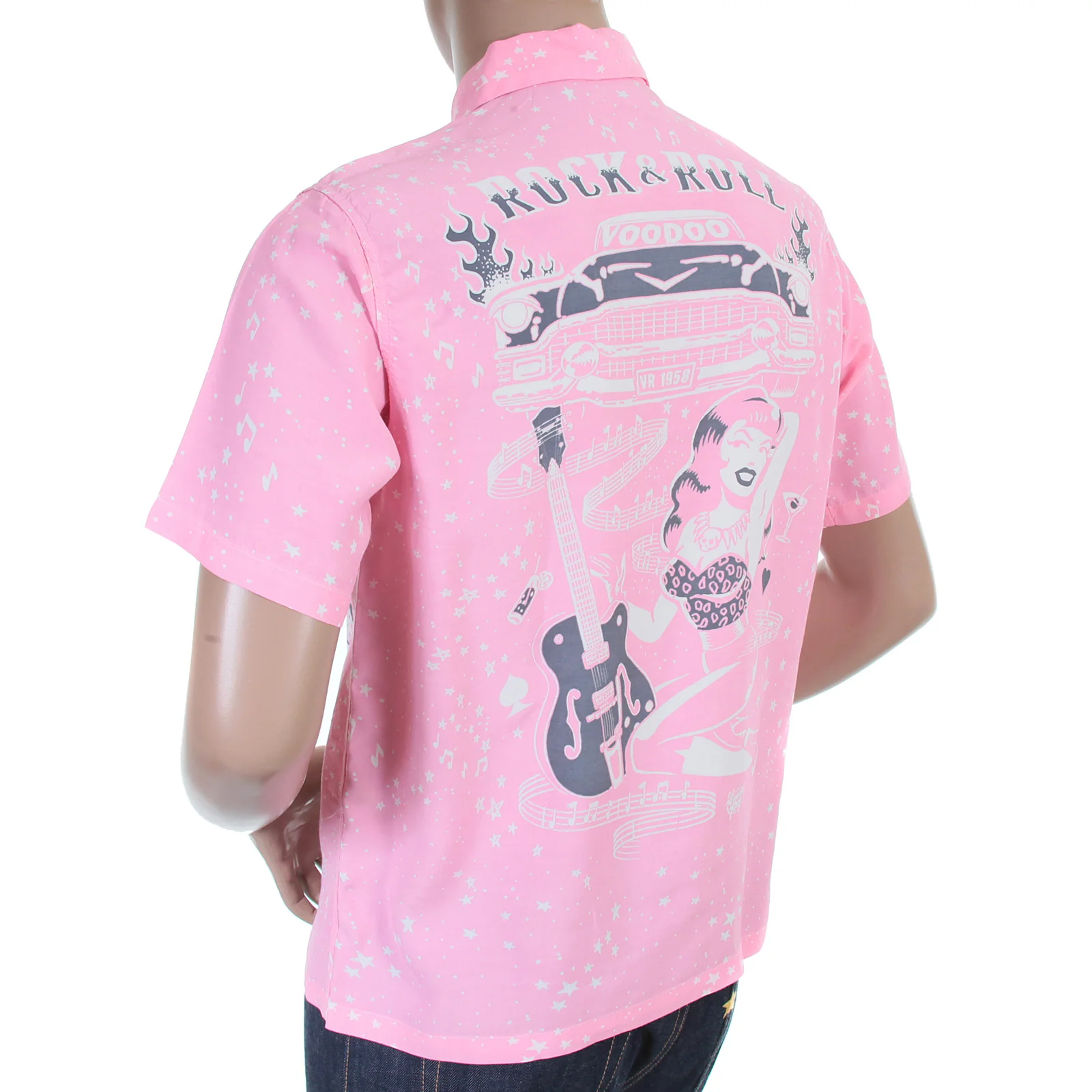 Keoni of Hawaii SS36209 Rock and Roll Voodoo Rayon Pink Shirt SURF3319 - Image 7