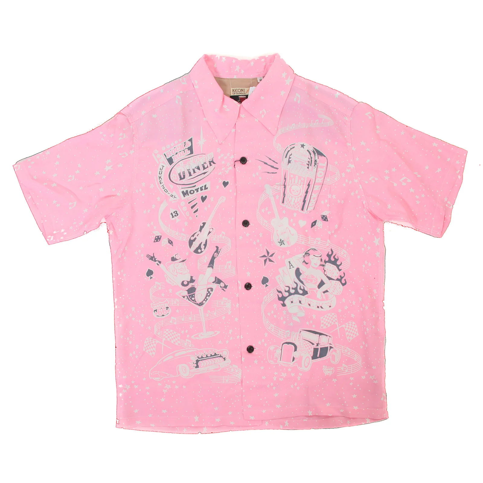Keoni of Hawaii SS36209 Rock and Roll Voodoo Rayon Pink Shirt SURF3319 - Image 8