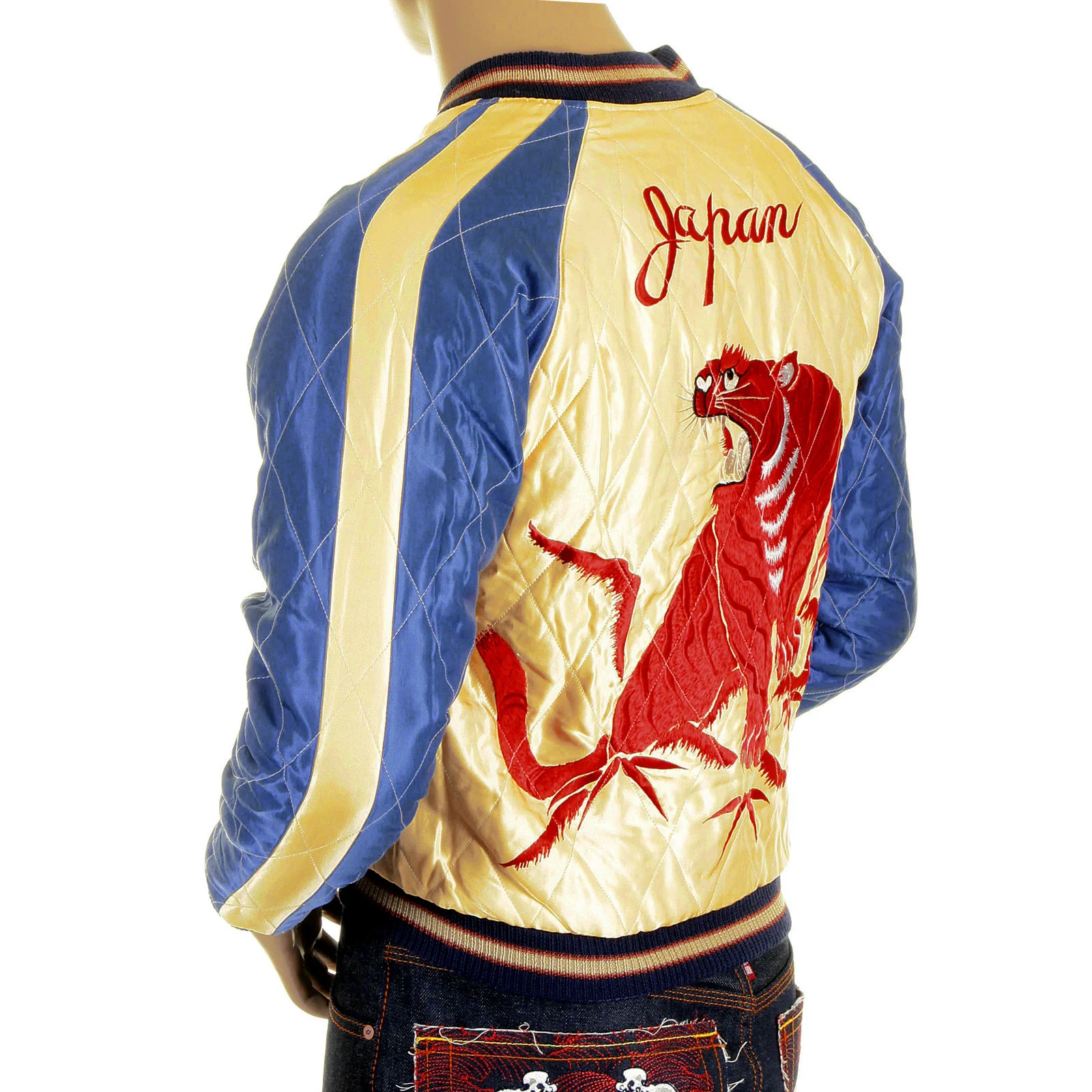 Tiger Embroidered TT11783 Yellow and Royal Blue Suka Jacket TOYOSC4233A - Image 4