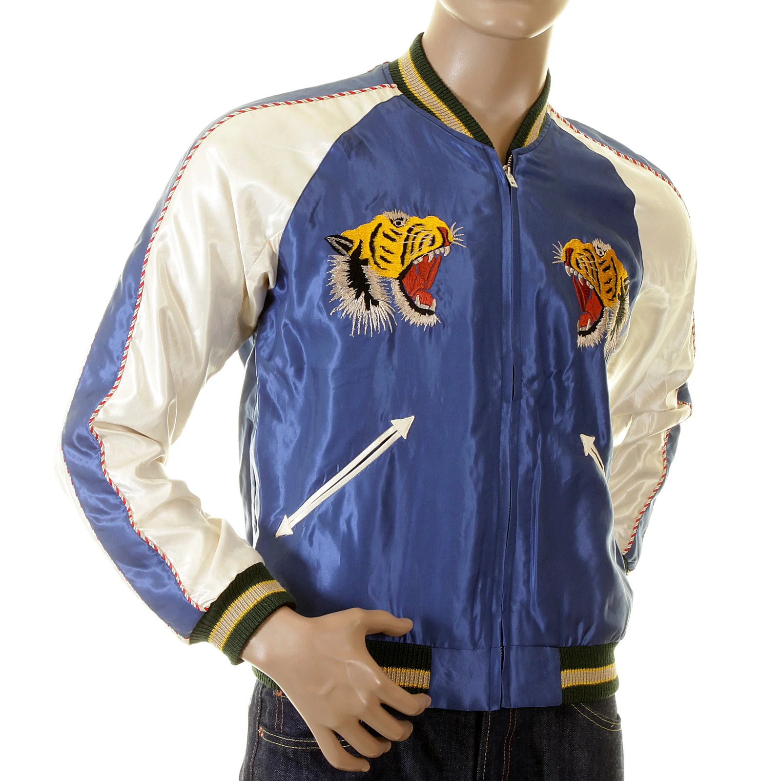 Tiger Embroidered TT12420 Royal Blue and Ivory Suka Jacket TOYOSC2022 - Image 3