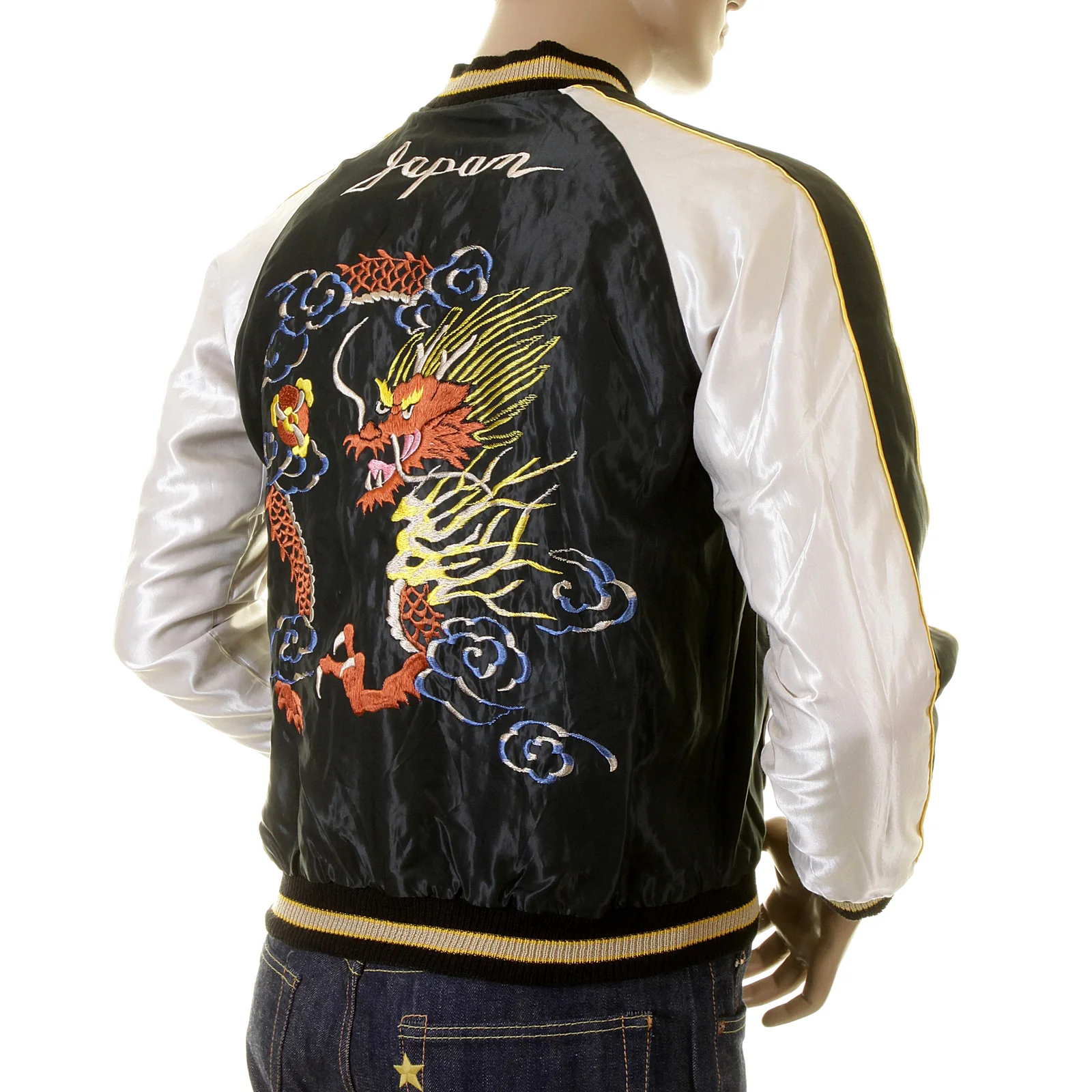 Dragon Embroidered TT12420 Black and Ivory Souvenir Jacket TOYOSC2022A - Image 4