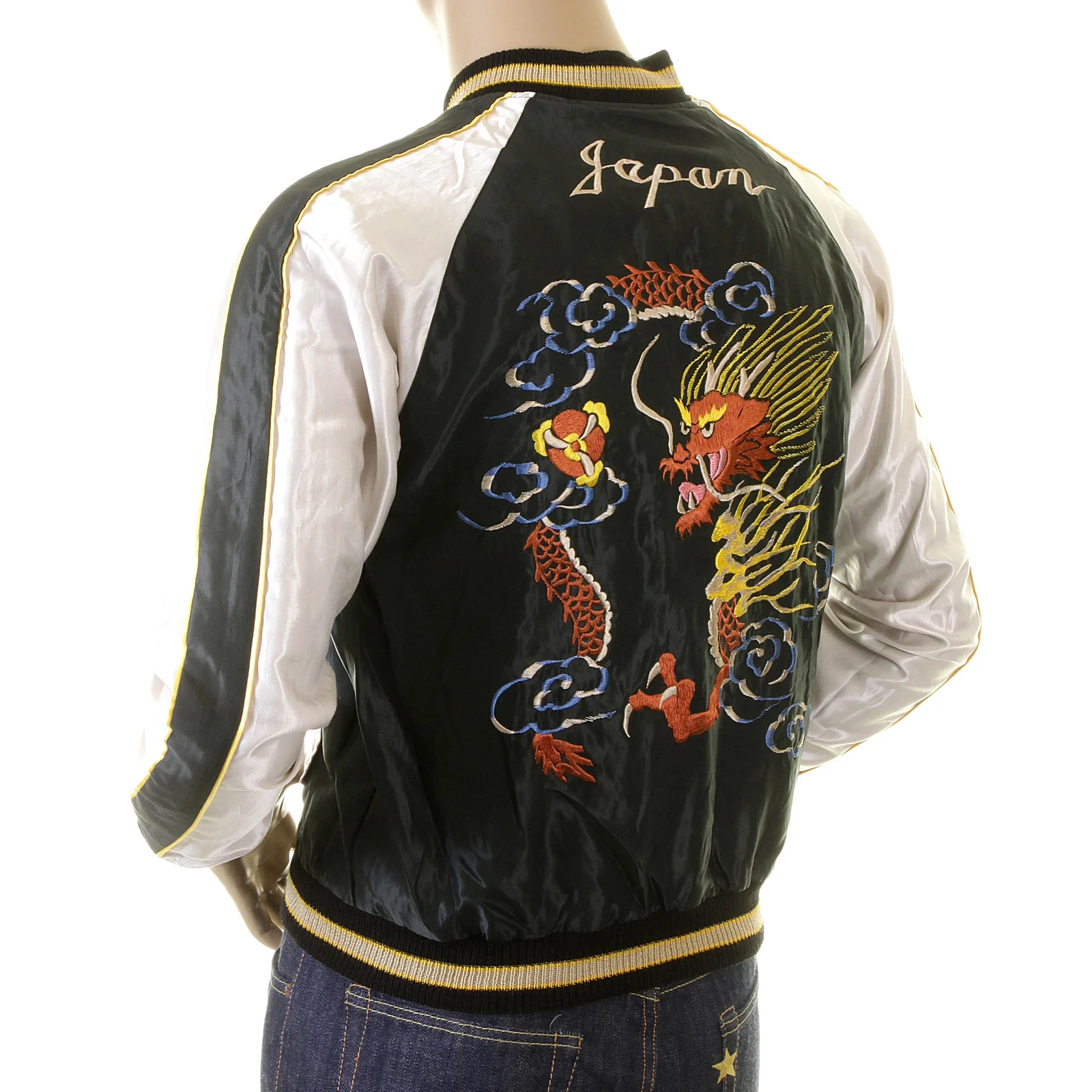 Dragon Embroidered TT12420 Black and Ivory Souvenir Jacket TOYOSC2022A - Image 5