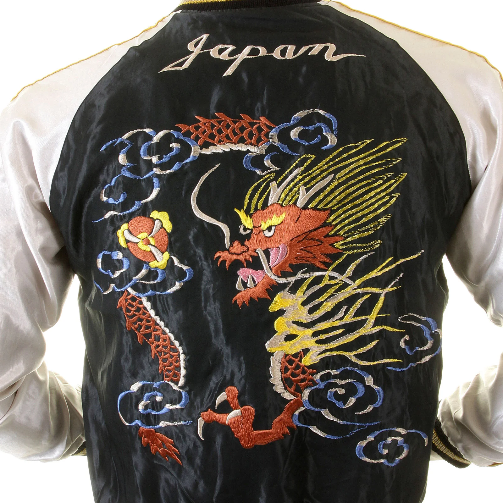 Dragon Embroidered TT12420 Black and Ivory Souvenir Jacket TOYOSC2022A - Image 7