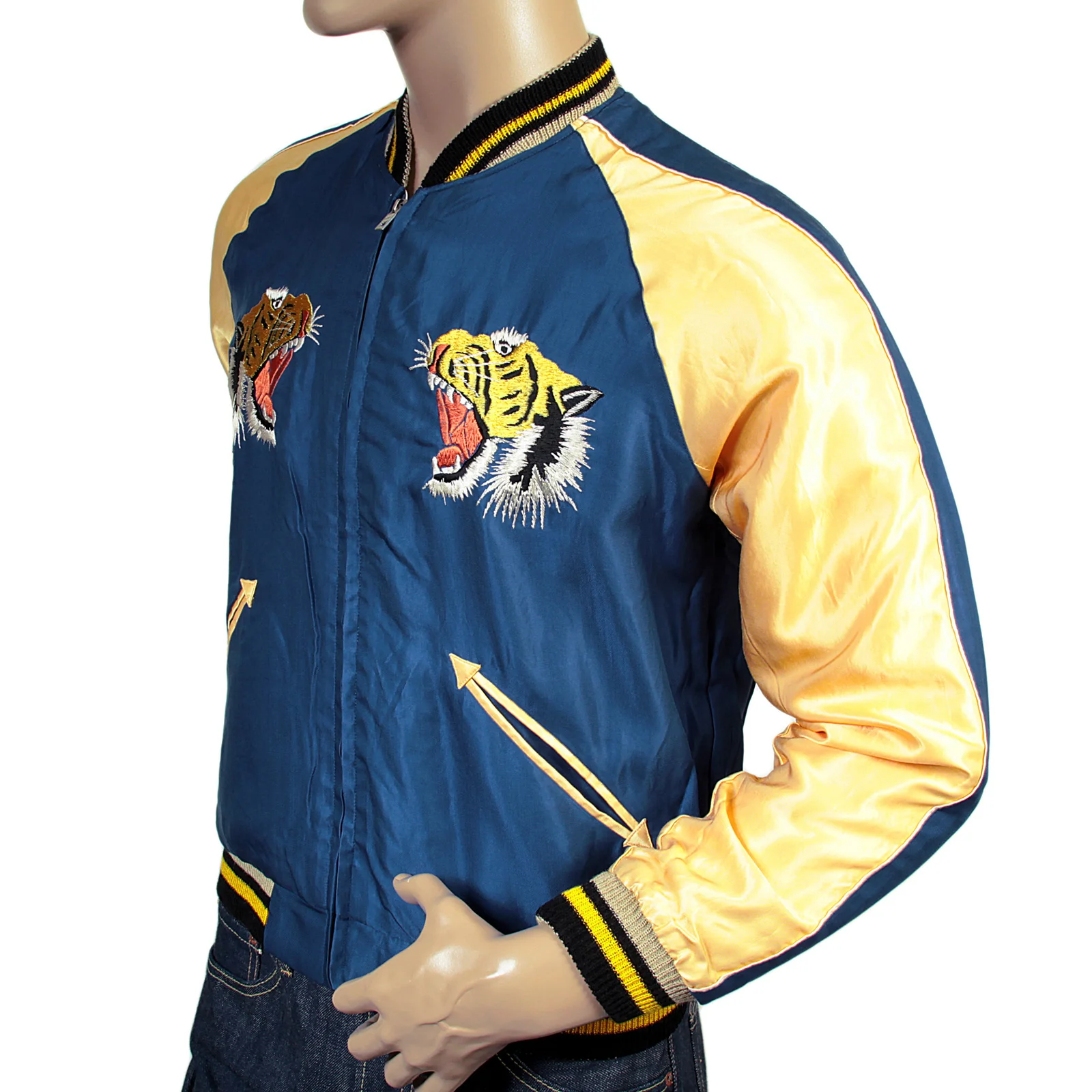 Tiger Embroidered TT13001 Royal Blue and Gold Suka Jacket TOYOSC3709A - Image 4