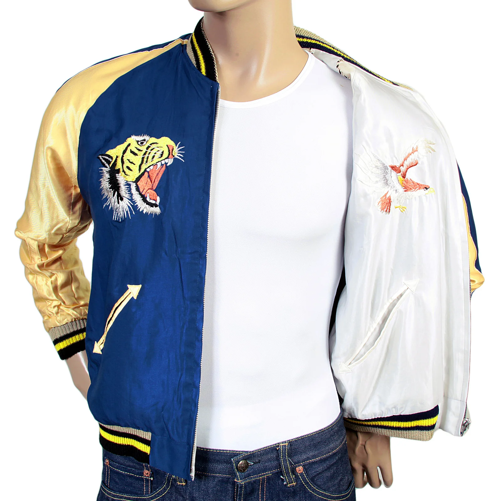 Tiger Embroidered TT13001 Royal Blue and Gold Suka Jacket TOYOSC3709A - Image 9