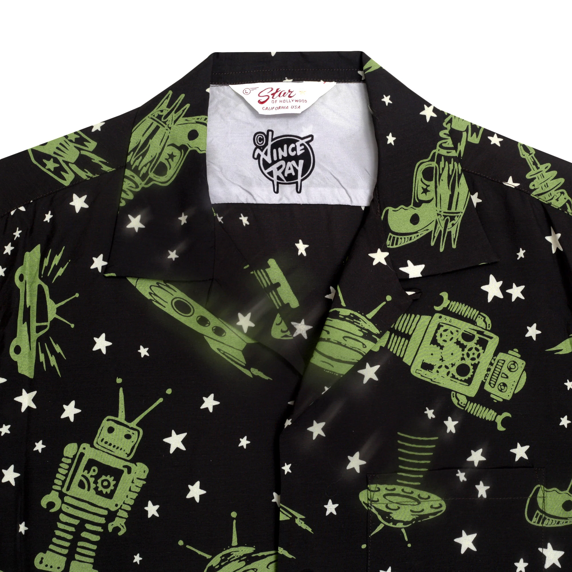 Vince Ray SH37591 Space Rockets Black Rayon Hawaiian Shirt SoH9044 - Image 3