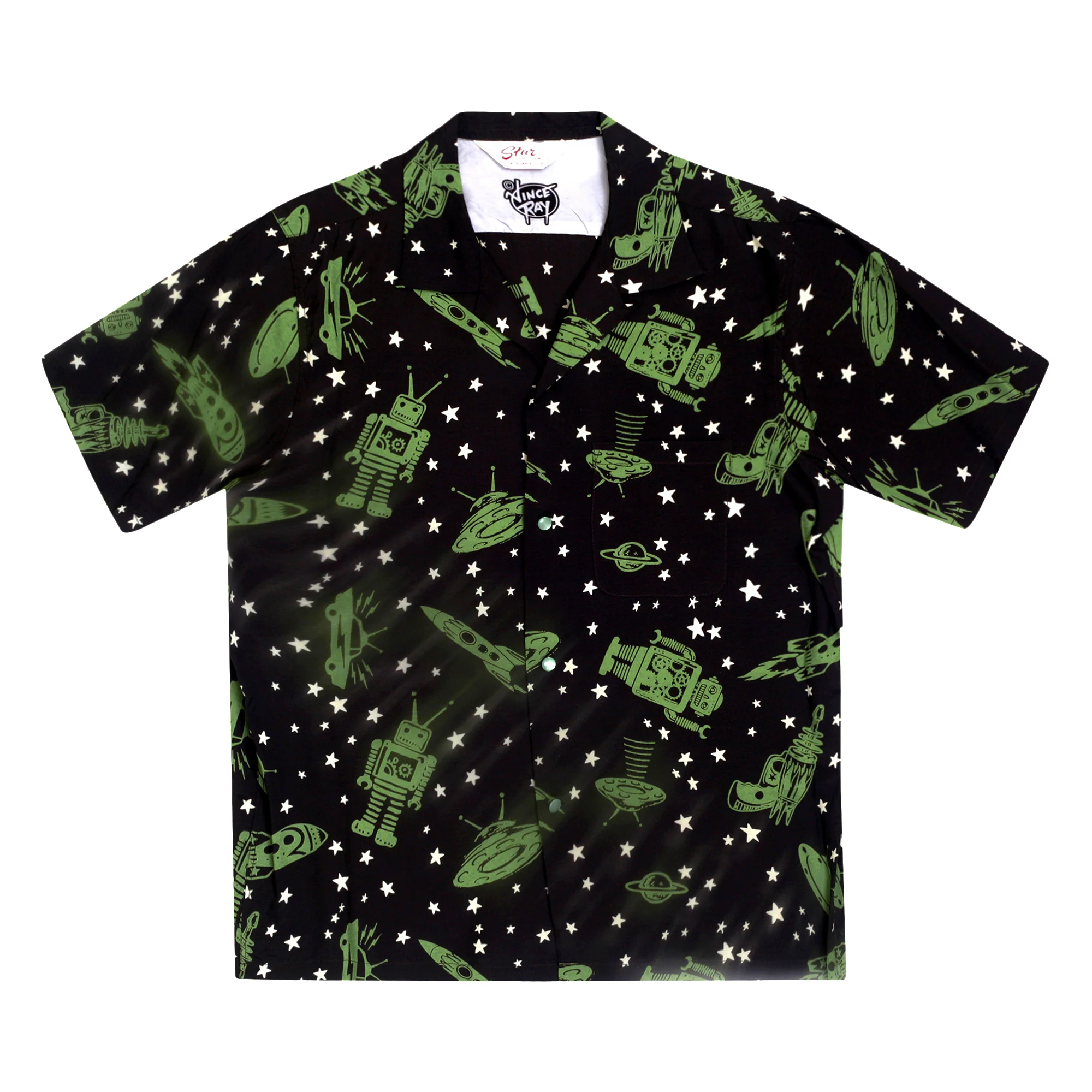 Vince Ray SH37591 Space Rockets Black Rayon Hawaiian Shirt SoH9044 - Image 8