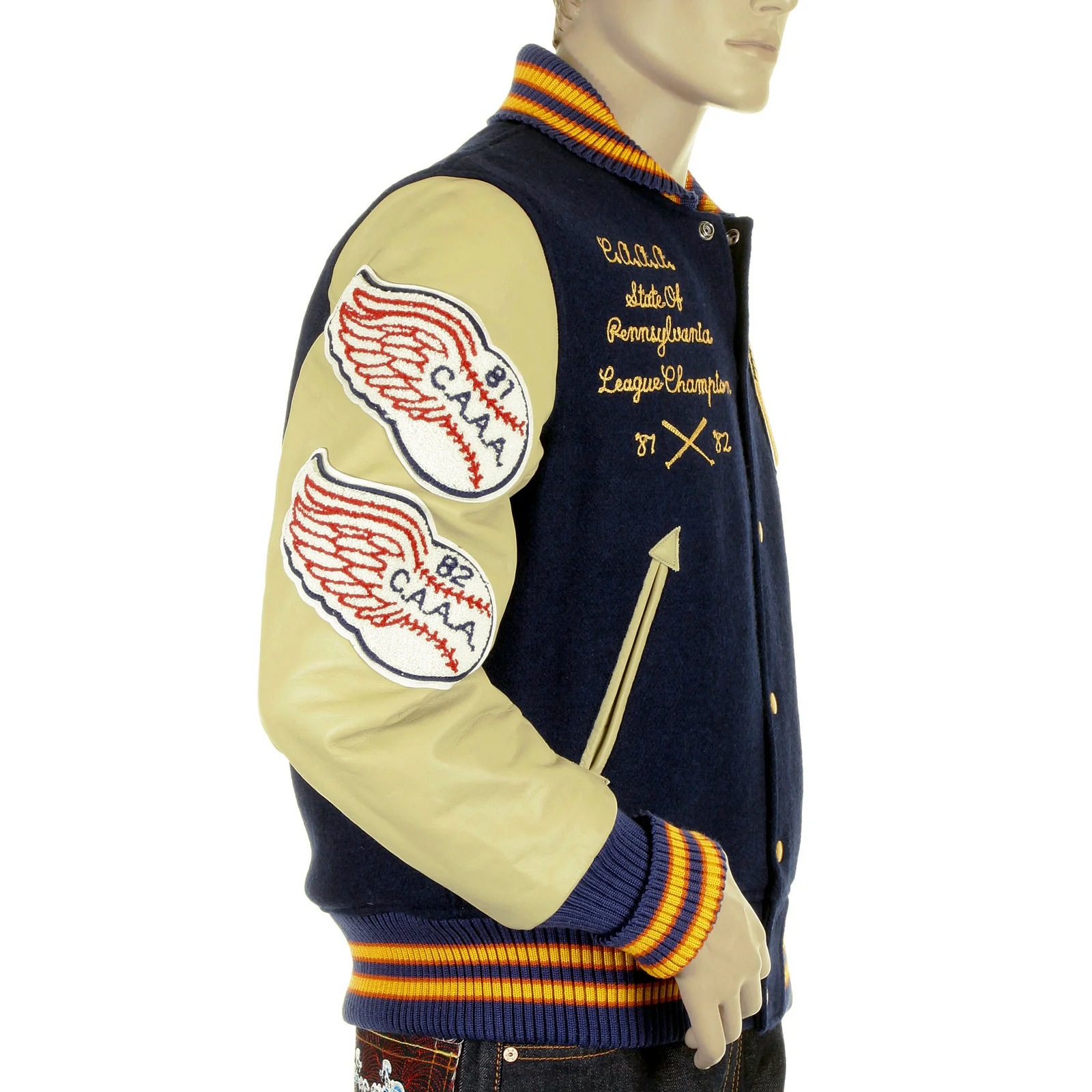 Whitesville Letterman WV11793 Philadelphia Wild Cats Stadium Jacket with Royal Blue Body and Cream Leather Sleeve WHIT4228A - Image 7