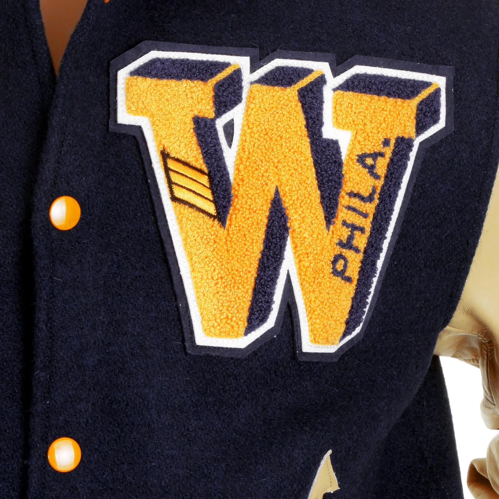 Whitesville Letterman WV11793 Philadelphia Wild Cats Stadium Jacket with Royal Blue Body and Cream Leather Sleeve WHIT4228A - Image 9