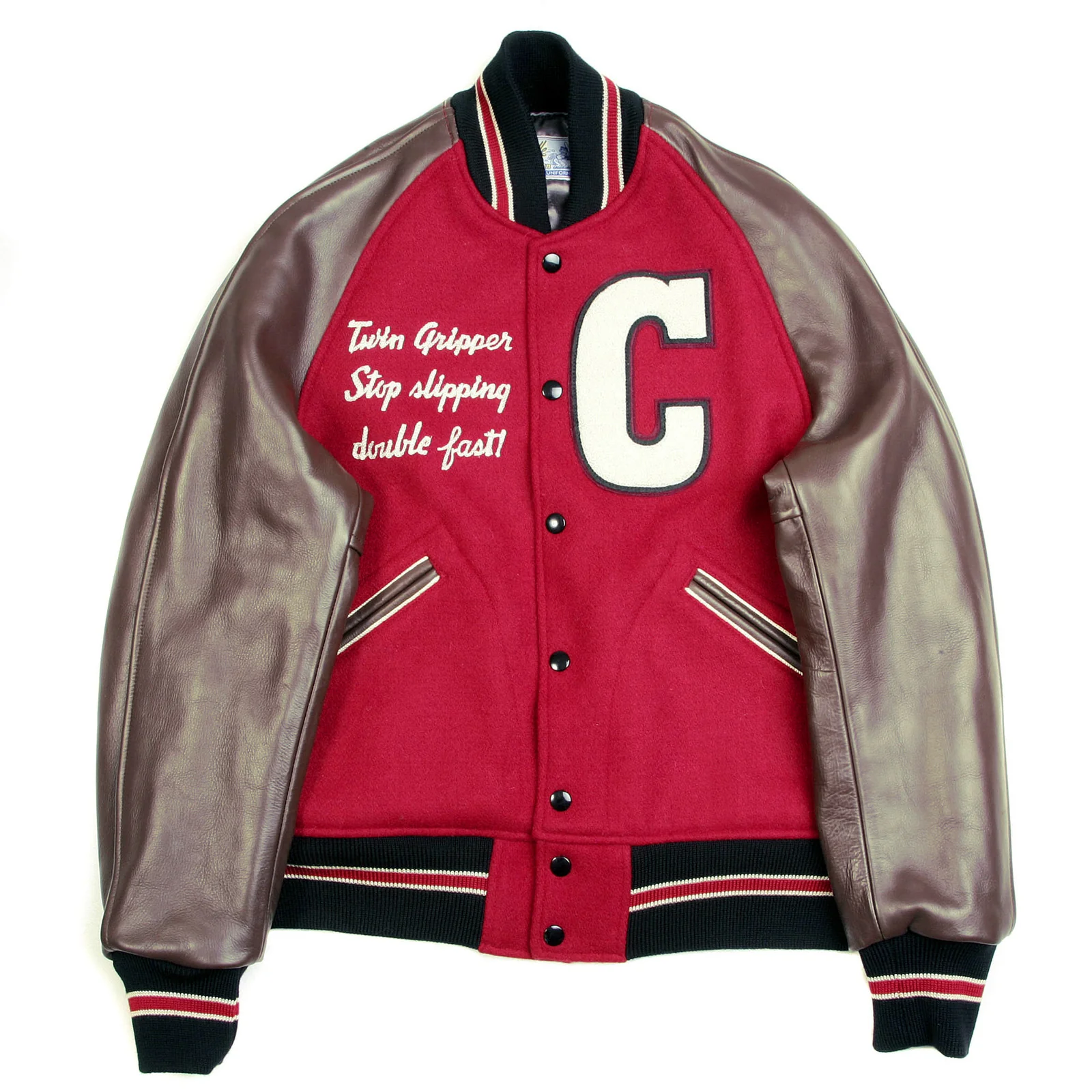 Red Body Brown Raglan Sleeve WV11376 Cats Paw Varsity Jacket WHIT3783a - Image 4